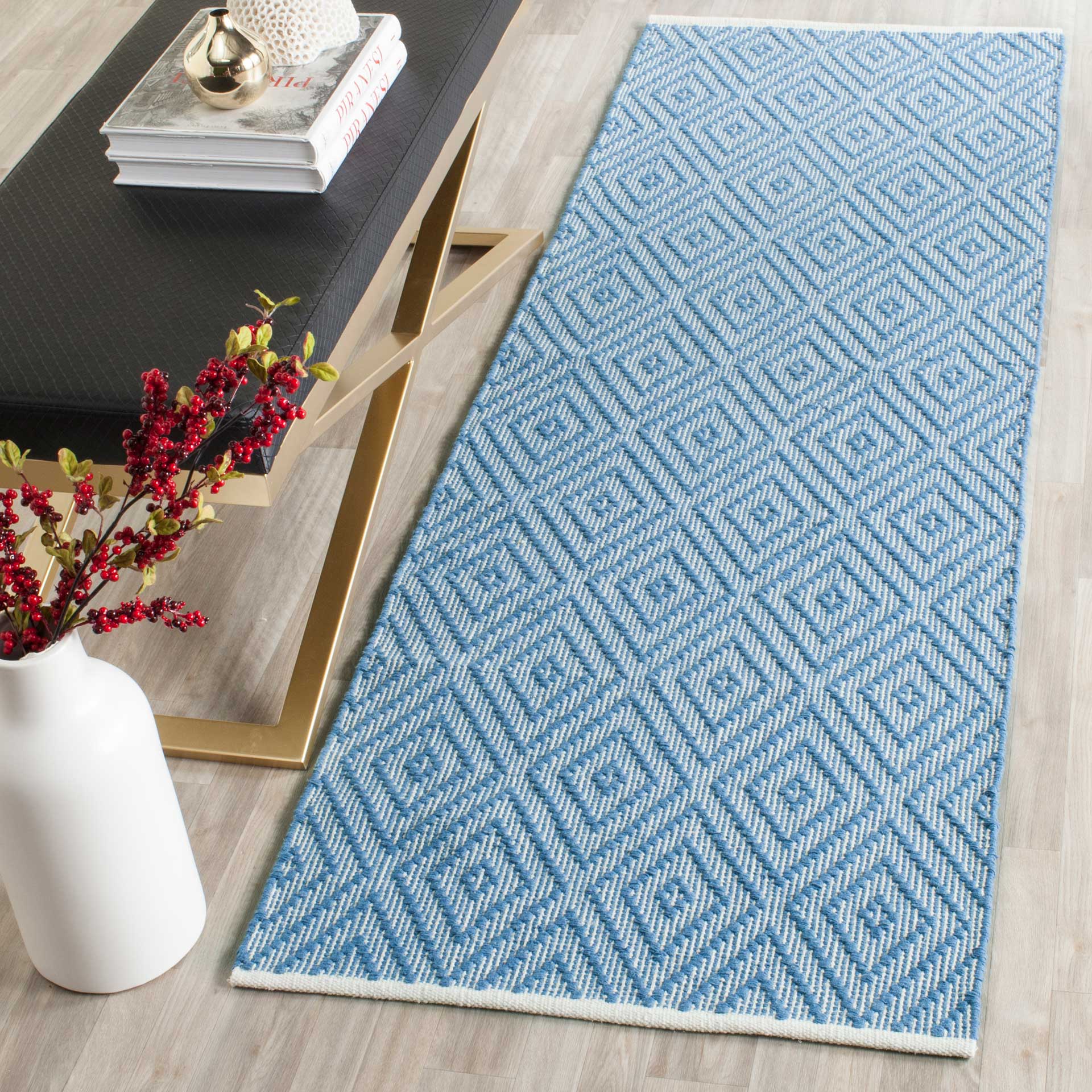 Montauk Diamond Blue/Ivory Runner Rug - Image 3