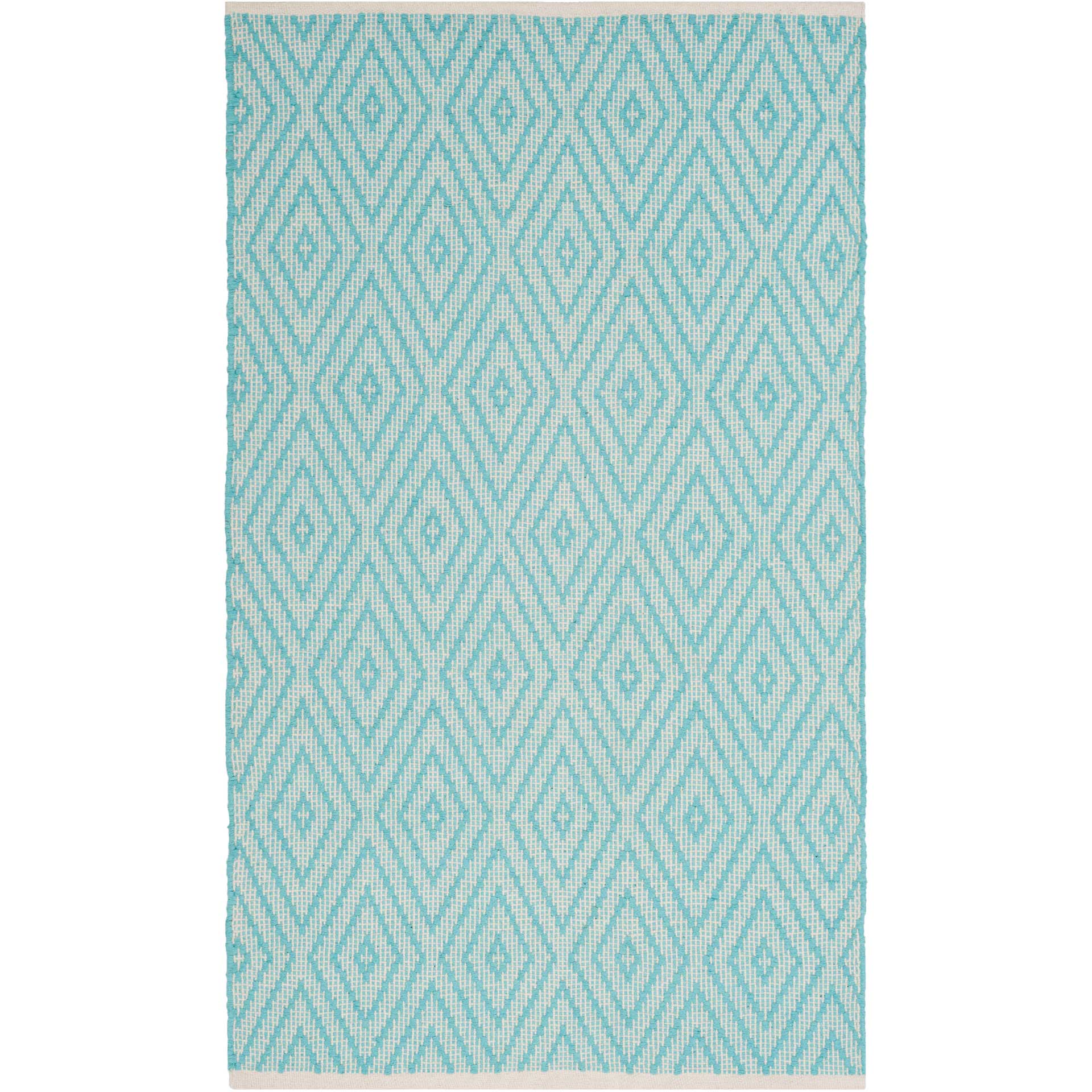 Montauk Diamond Turquoise/Ivory Area Rug - Image 4