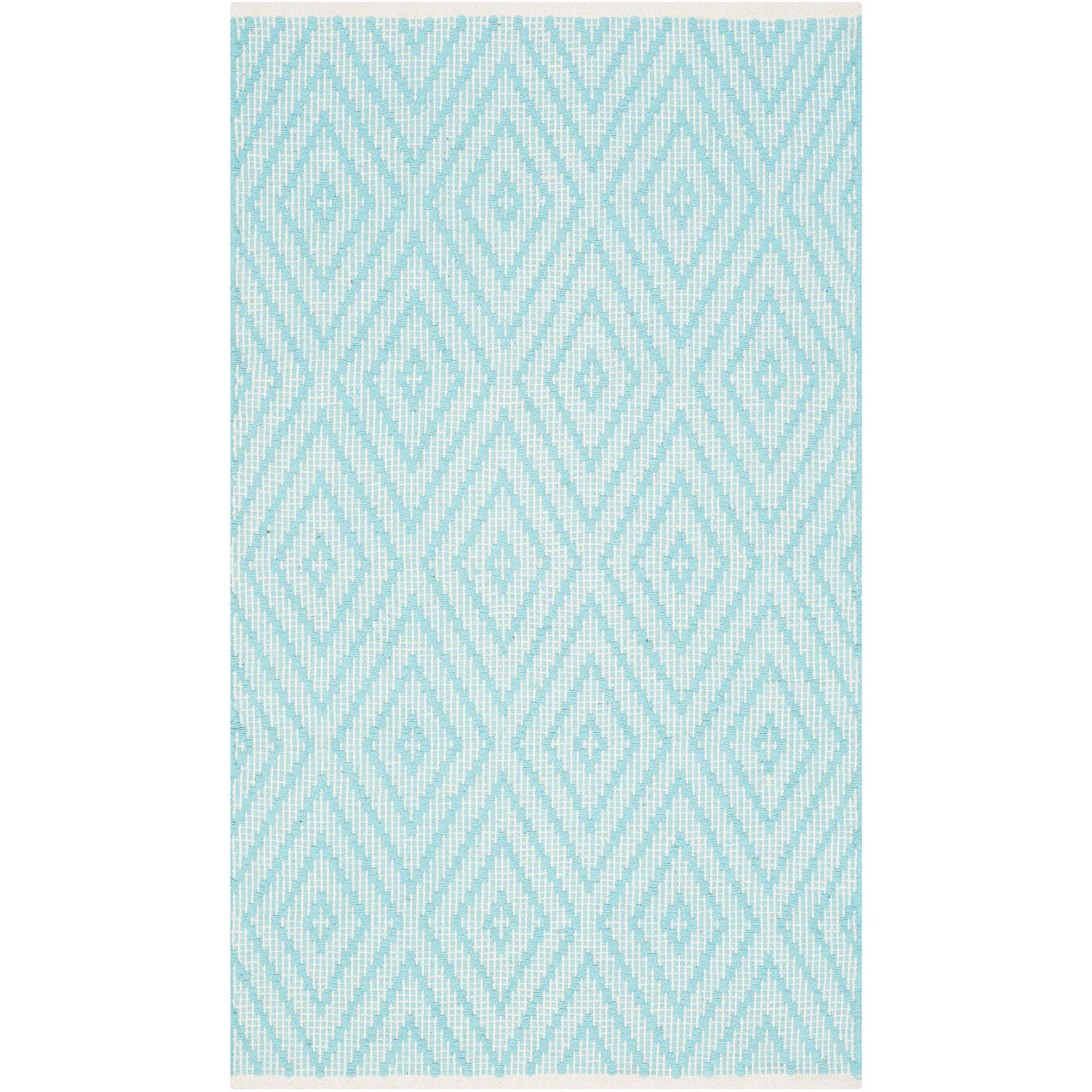 Montauk Diamond Turquoise/Ivory Area Rug - Image 5