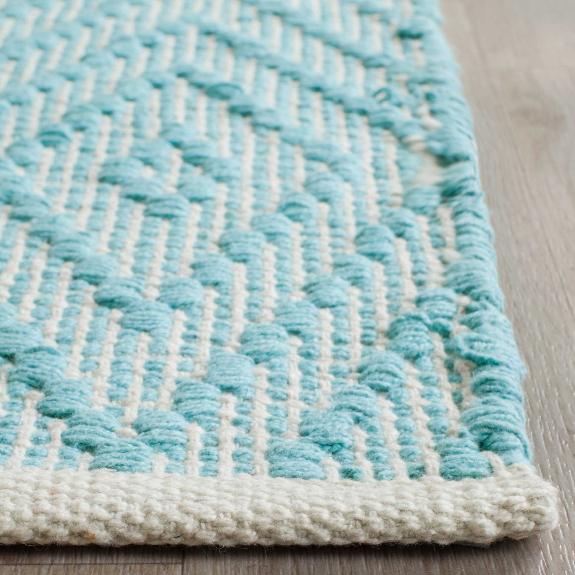 Montauk Diamond Turquoise/Ivory Area Rug - Image 7