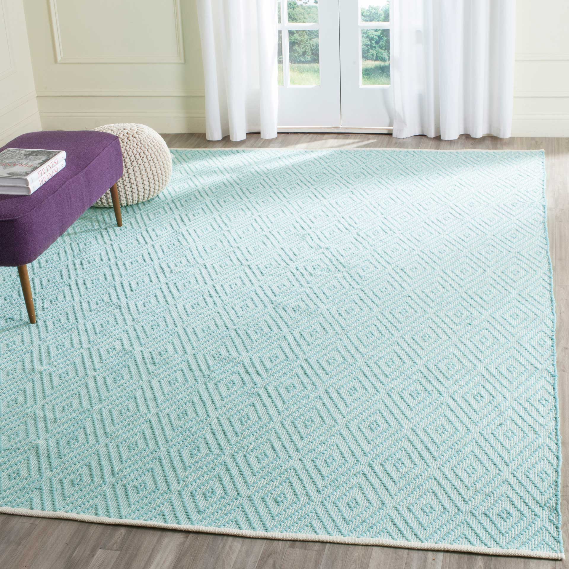 Montauk Diamond Turquoise/Ivory Area Rug - Image 8