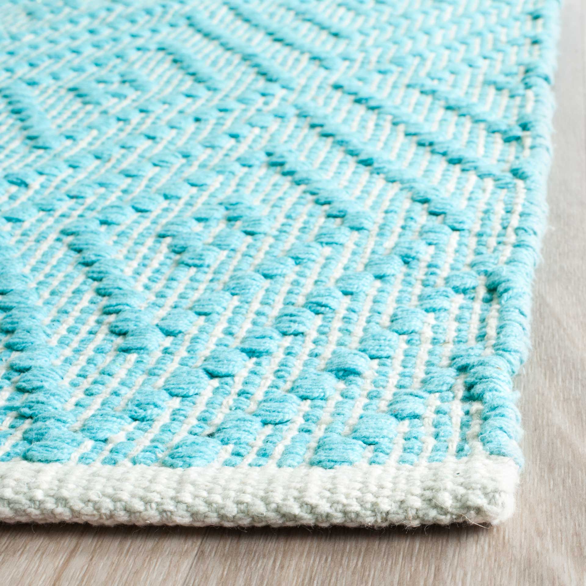 Montauk Diamond Turquoise/Ivory Runner Rug - Image 2