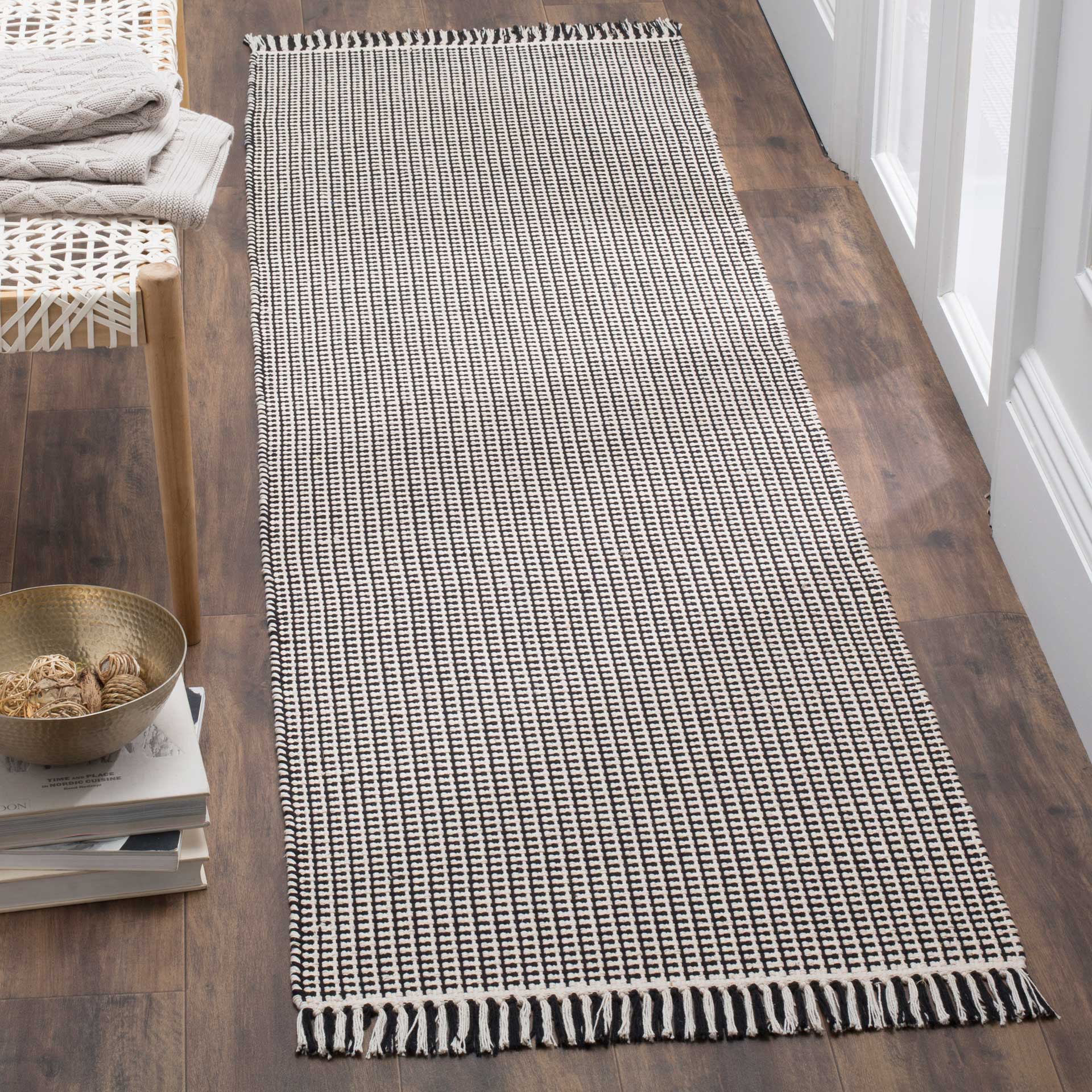Montauk Fringe Ivory/Black Runner Rug - Image 2