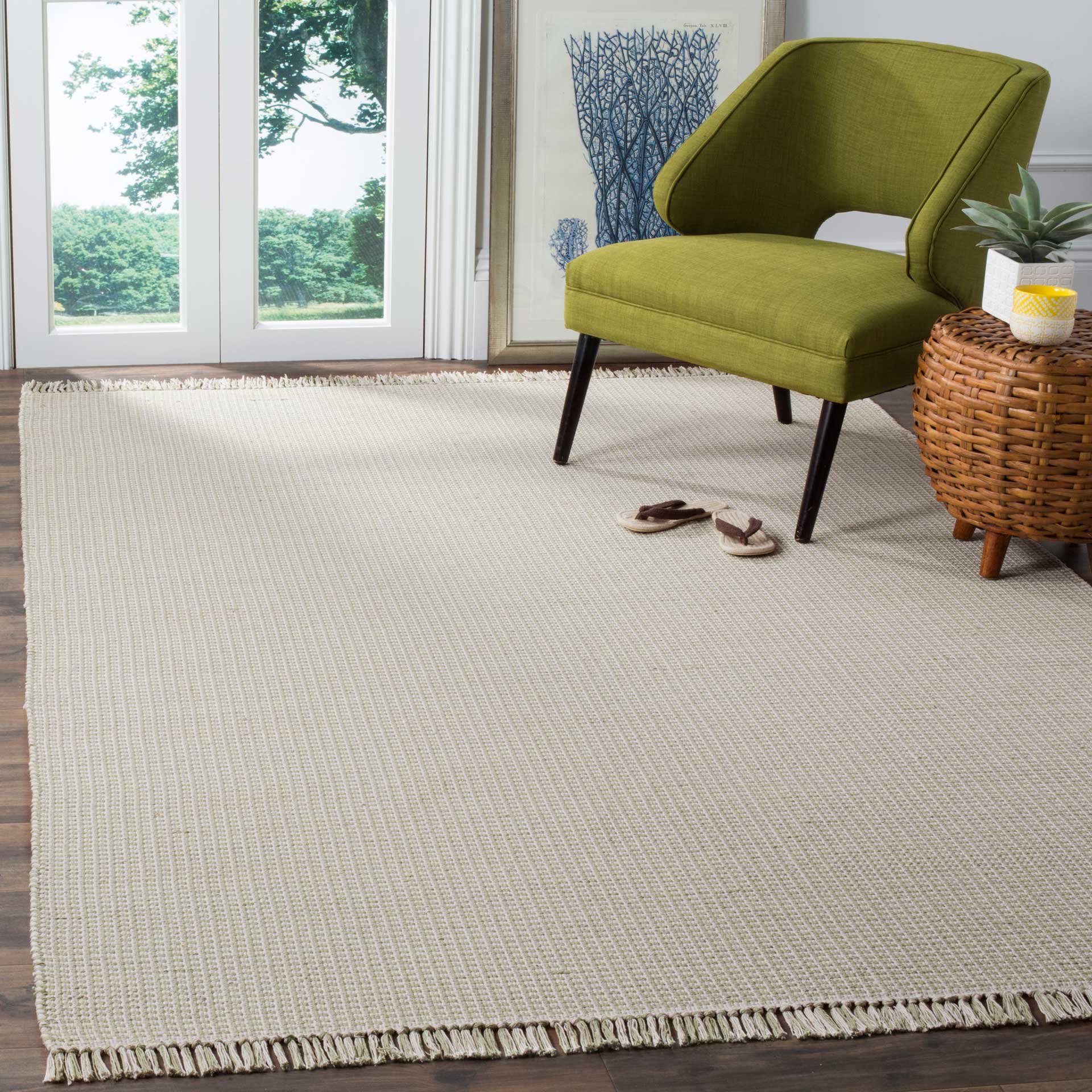 Montauk Fringe Ivory/Green Area Rug - Image 8