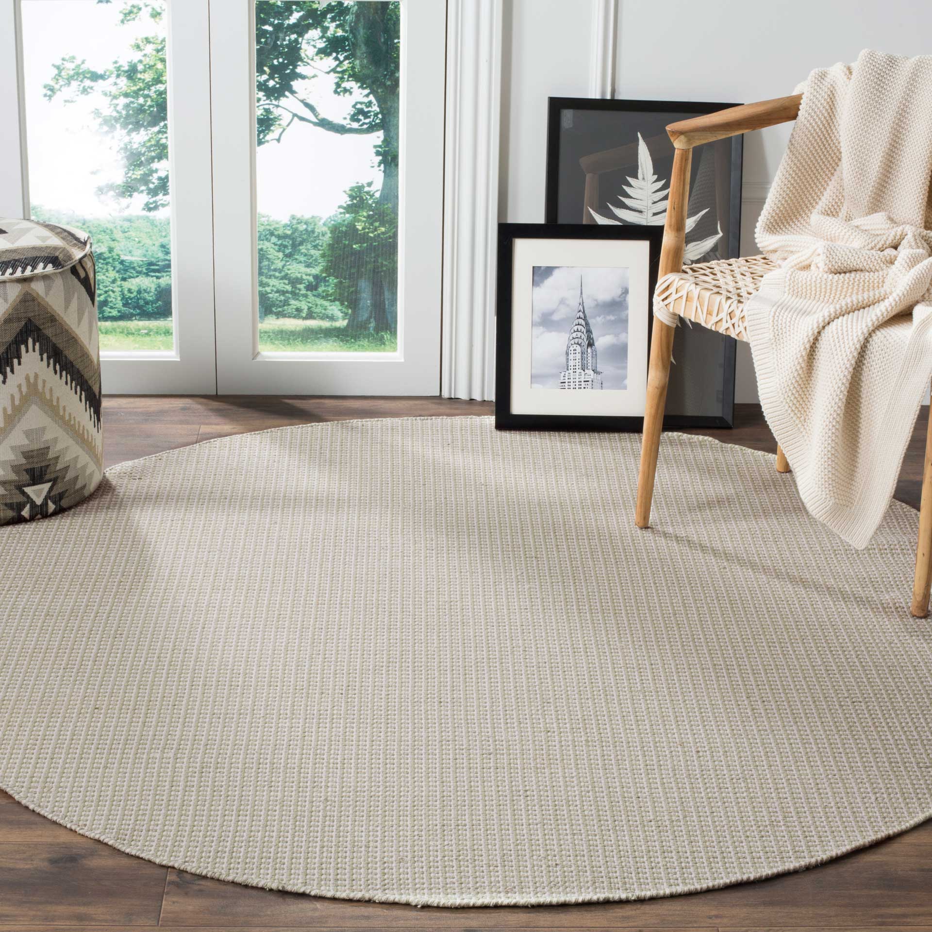 Montauk Fringe Ivory/Green Round Rug - Image 3