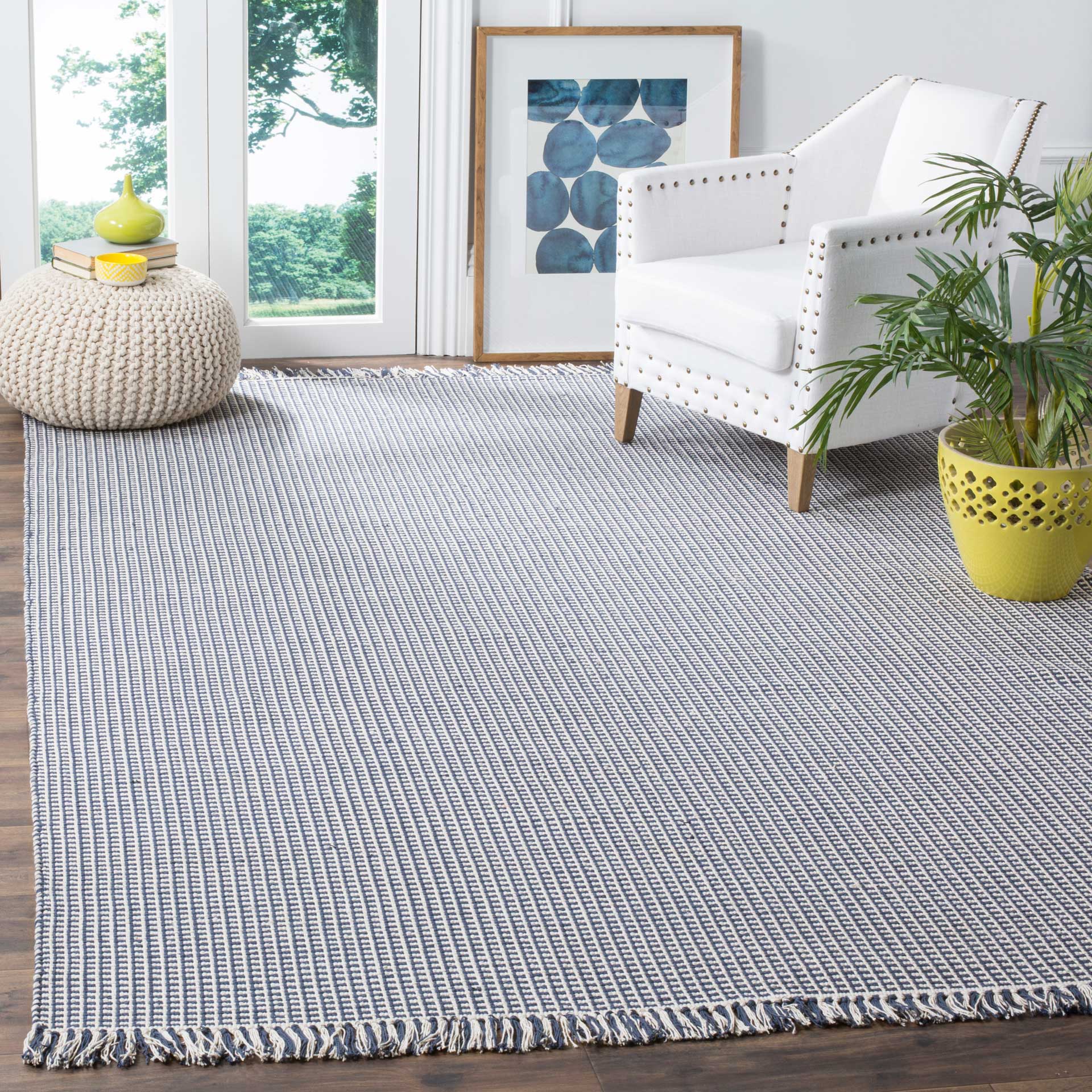 Montauk Fringe Ivory/Navy Area Rug - Image 8