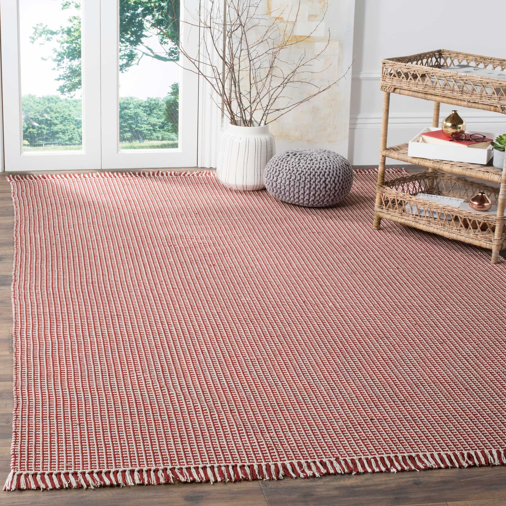 Montauk Fringe Ivory/Red Area Rug - Image 8