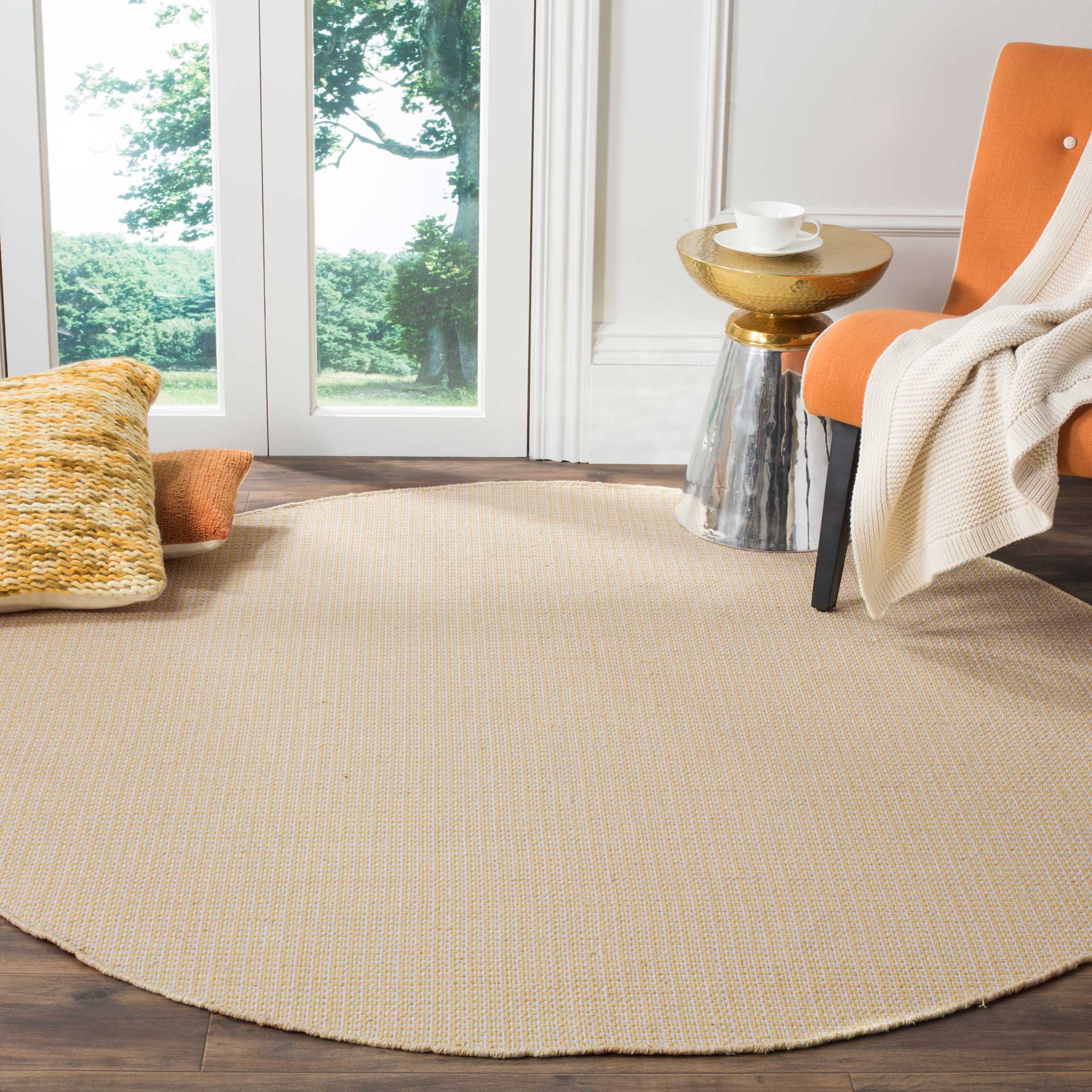 Montauk Fringe Ivory/Yellow Round Rug - Image 3