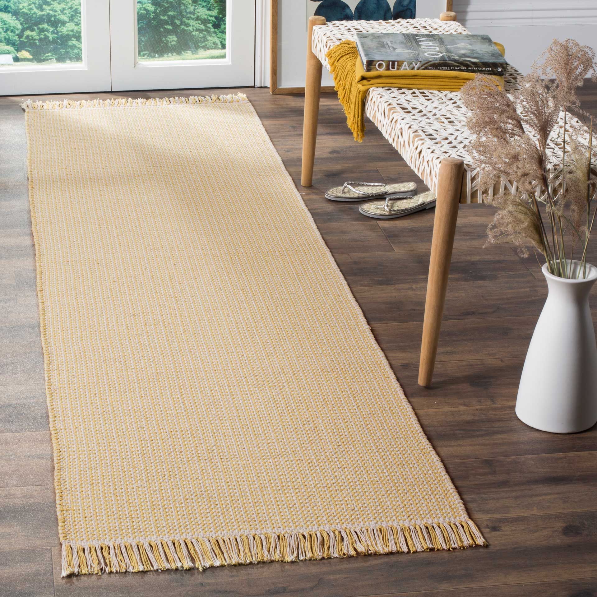 Montauk Fringe Ivory/Yellow Runner Rug - Image 2