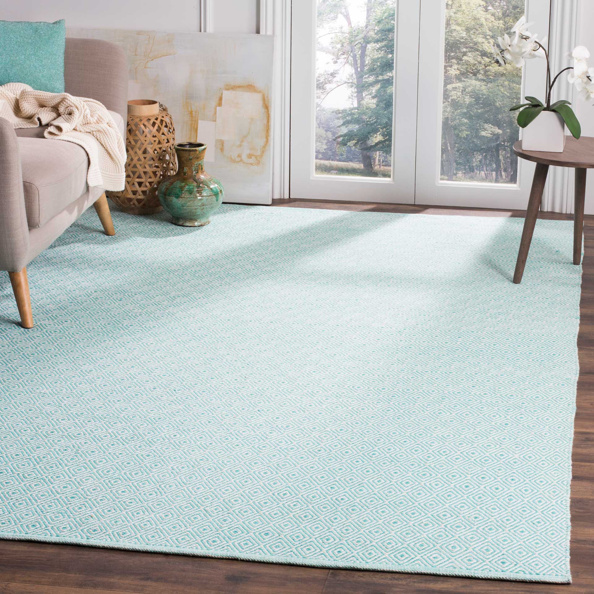 Montauk Geometry Ivory/Aqua Area Rug - Image 11