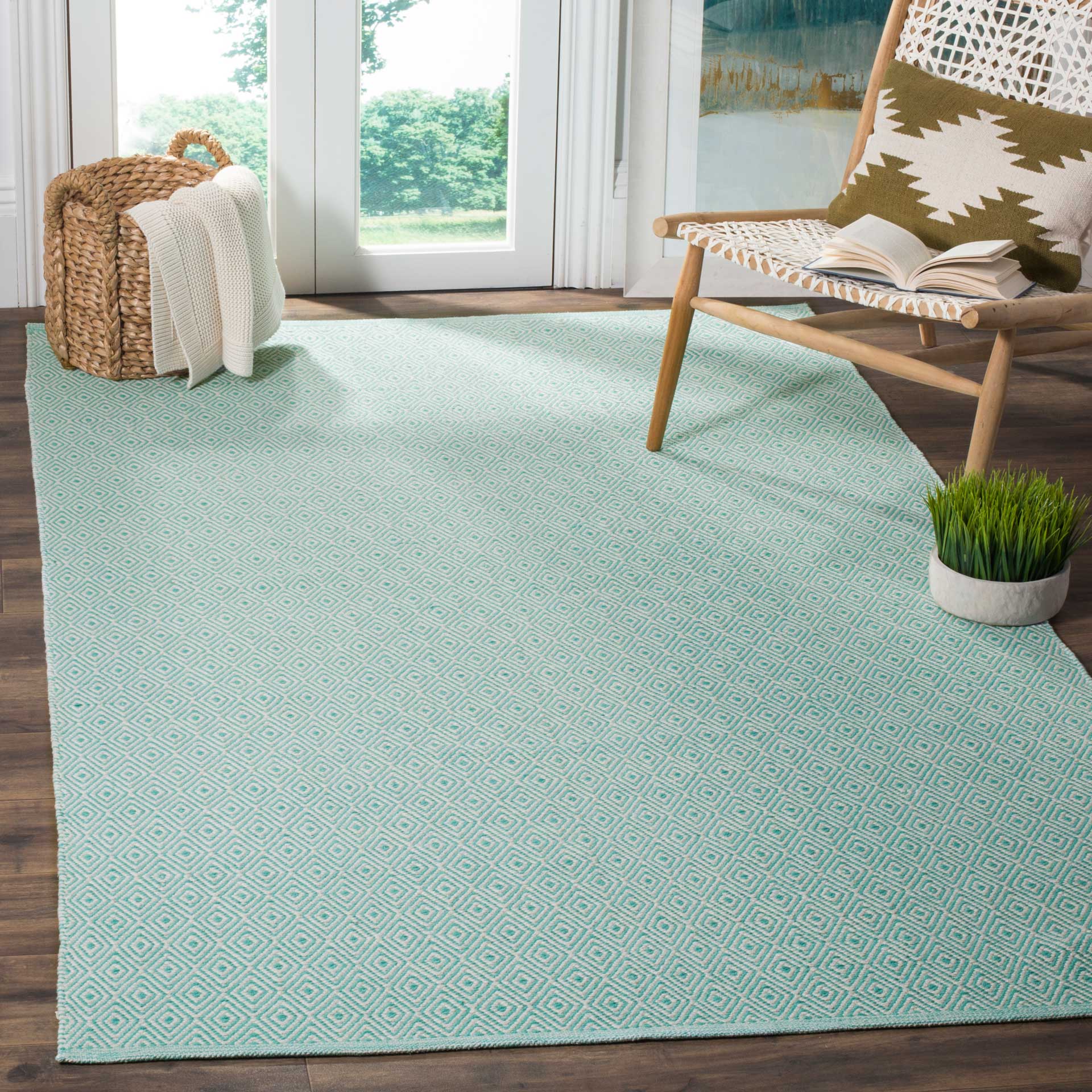 Montauk Geometry Ivory/Aqua Area Rug - Image 12