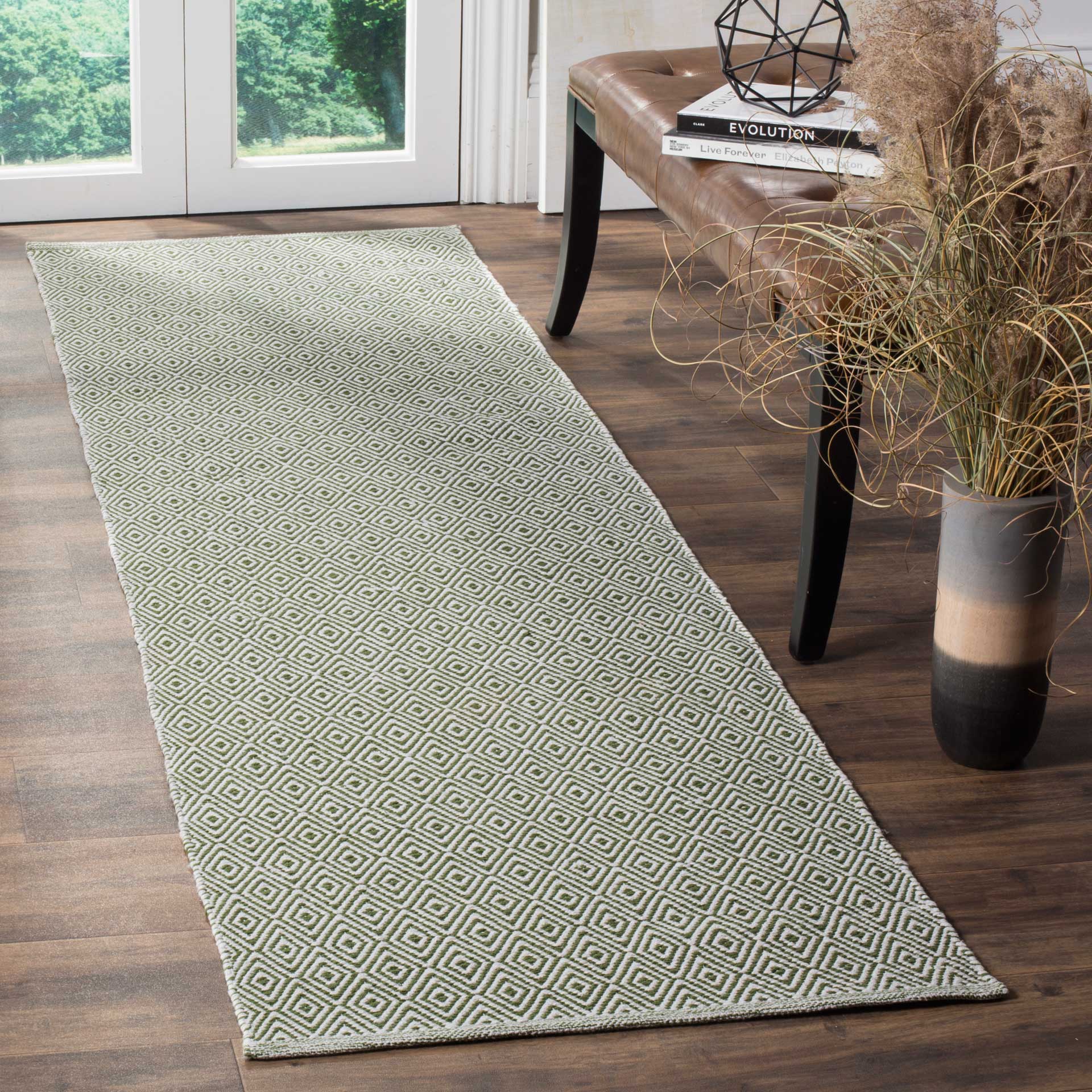 Montauk Geometry Ivory/Green Runner Rug - Image 2