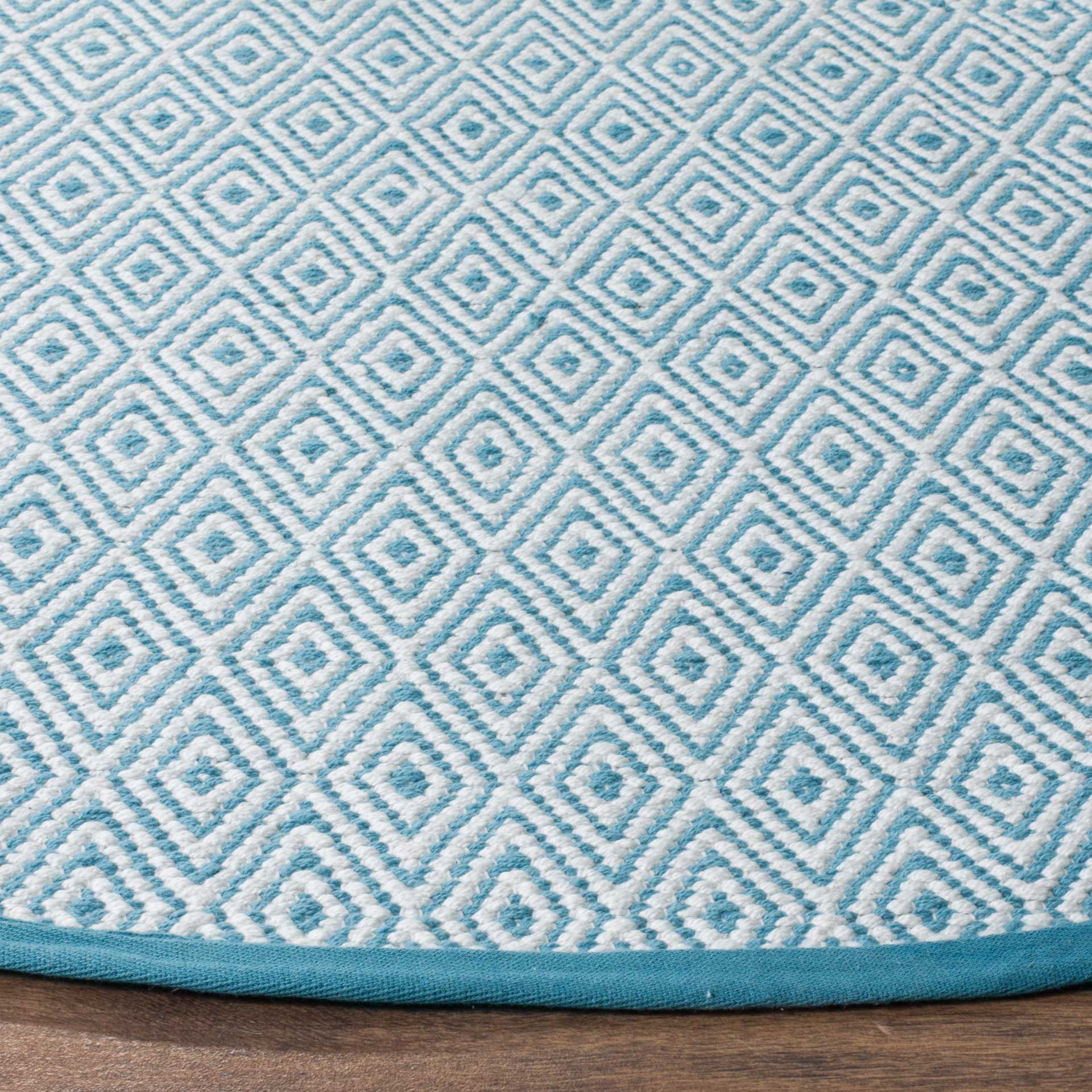 Montauk Geometry Ivory/Light Blue Round Rug - Image 2