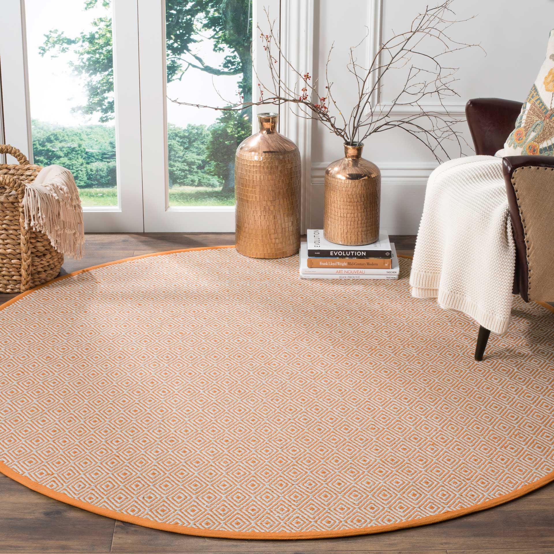 Montauk Geometry Ivory/Rust Round Rug - Image 3