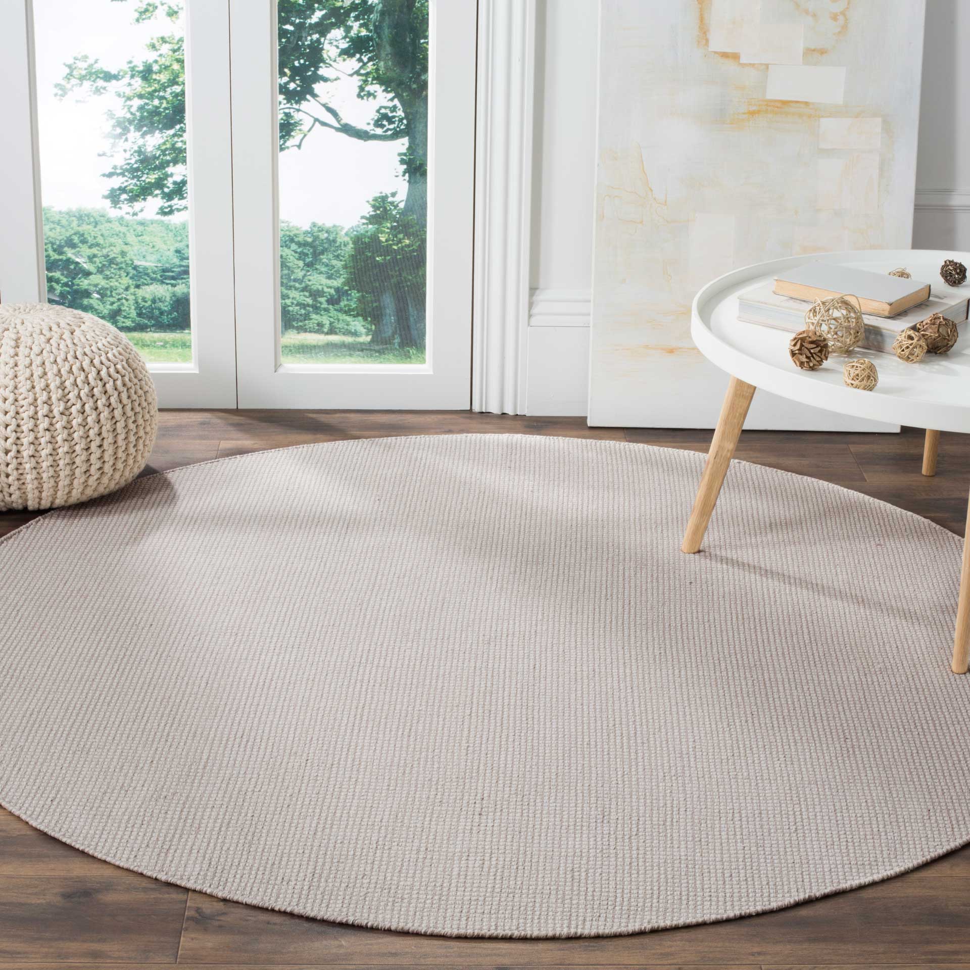 Montauk Gingham Ivory/Gray Round Rug - Image 3