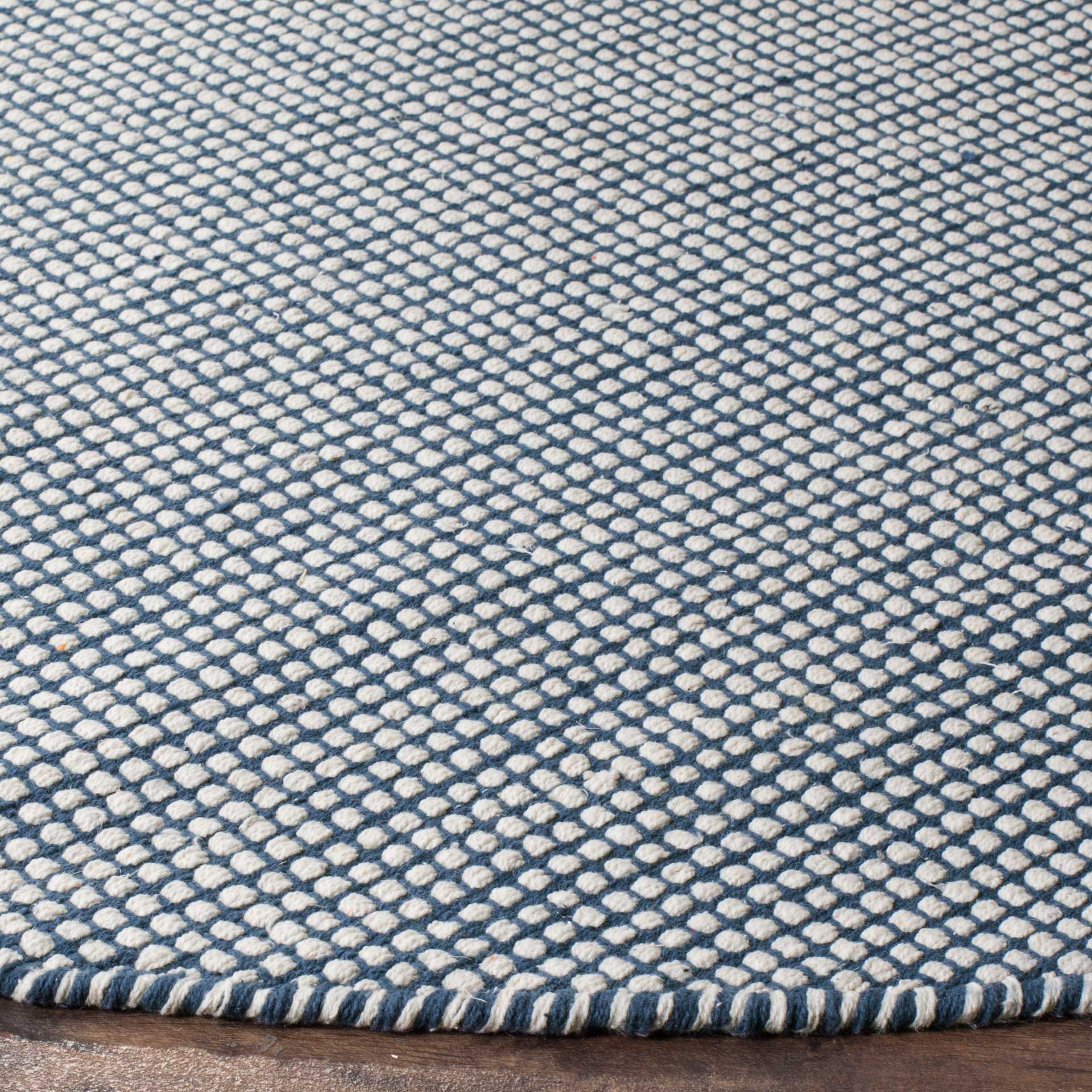 Montauk Gingham Ivory/Navy Round Rug - Image 2