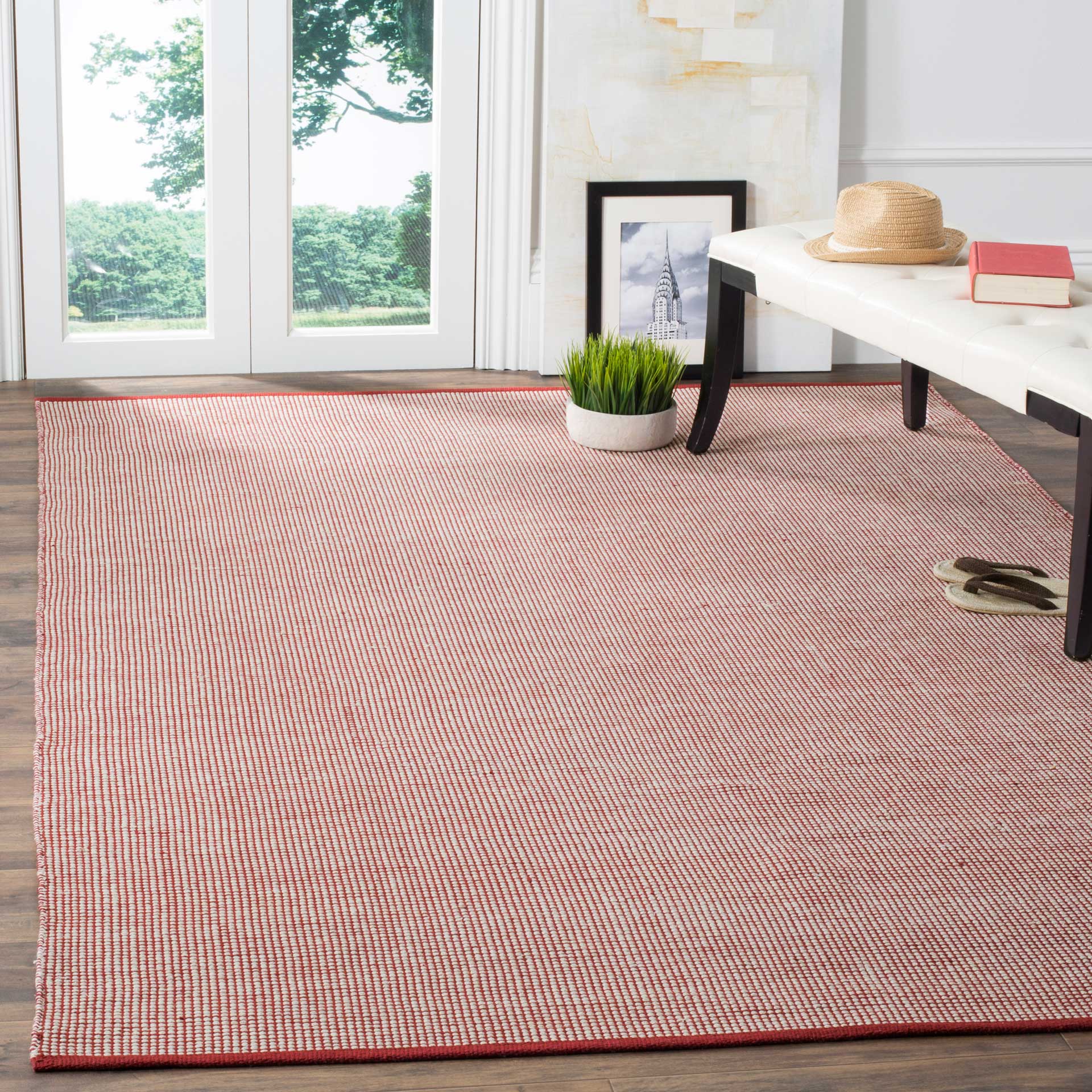 Montauk Gingham Ivory/Red Area Rug - Image 9