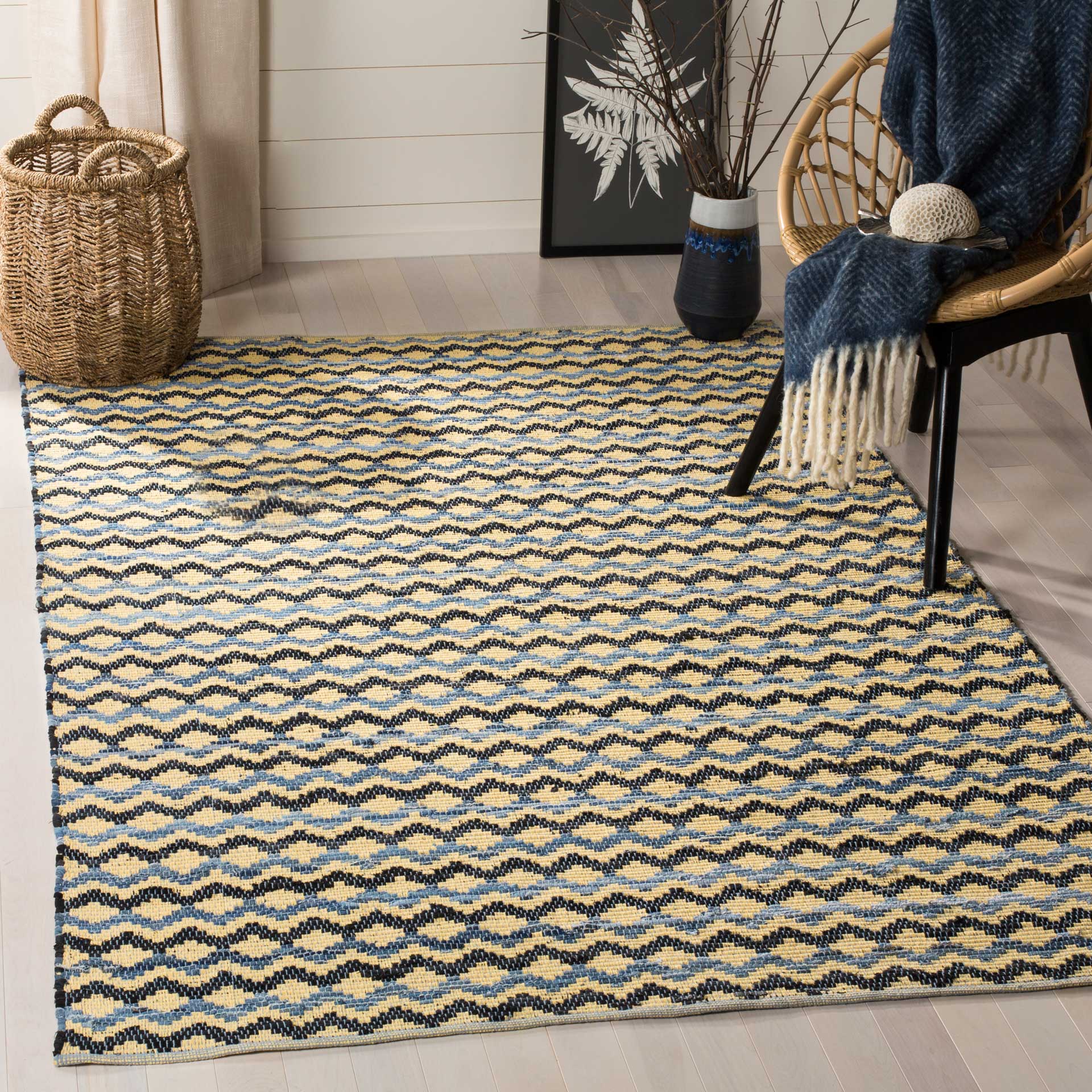 Montauk Gold/Blue/Black Area Rug - Image 7