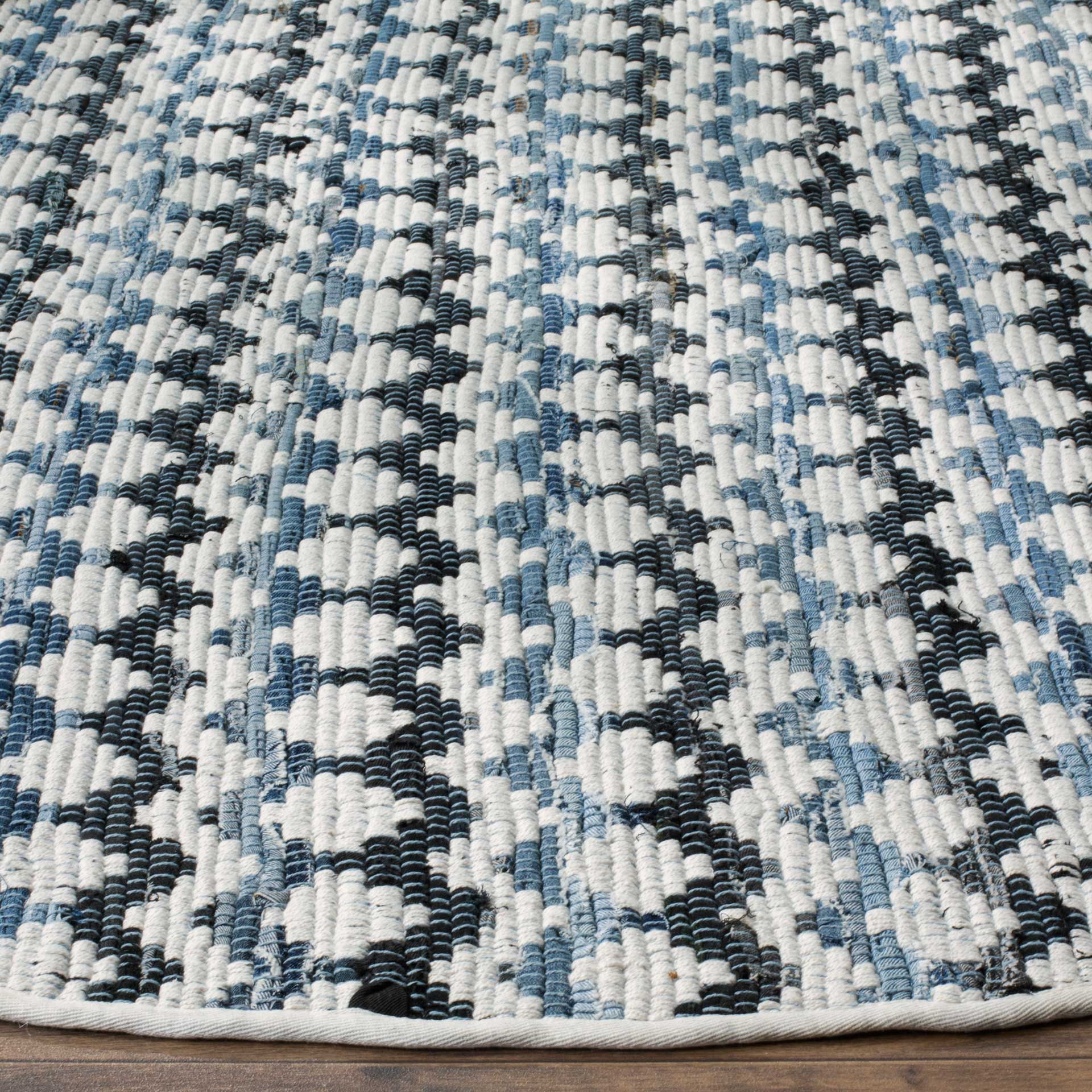Montauk Ivory/Blue/Black Round Rug - Image 2