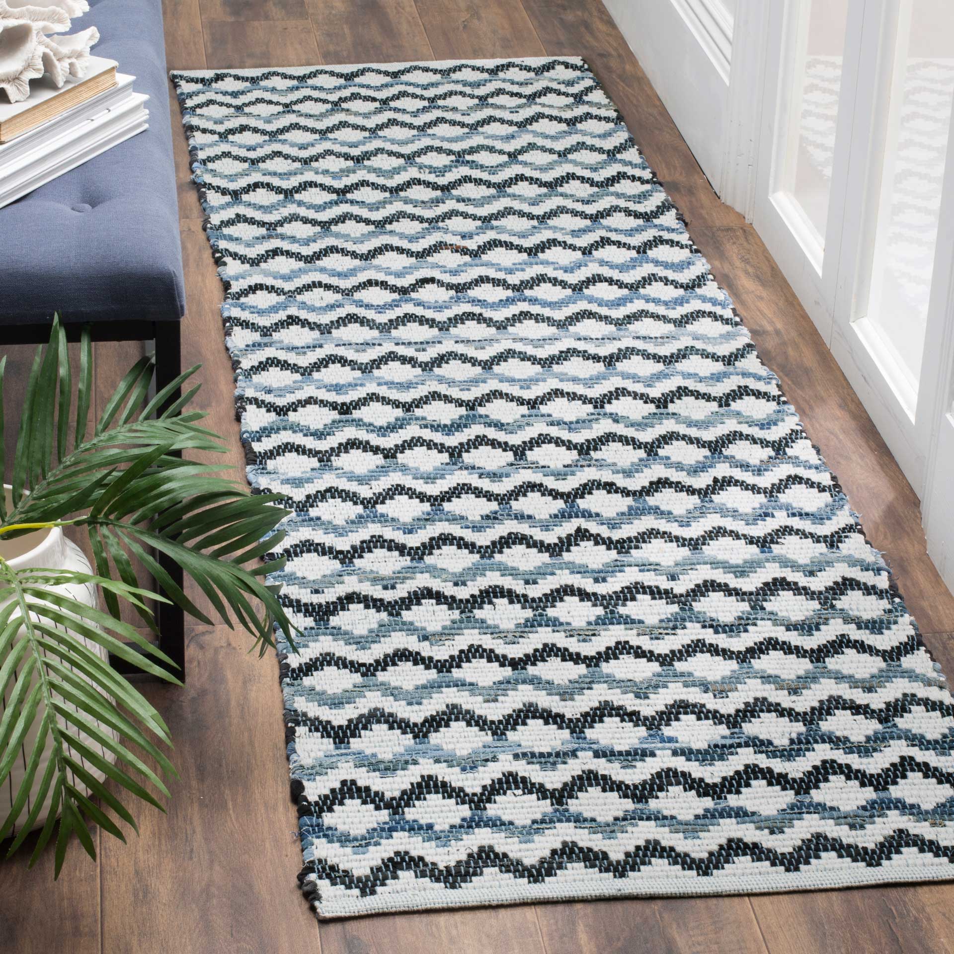 Montauk Ivory/Blue/Black Runner Rug - Image 2