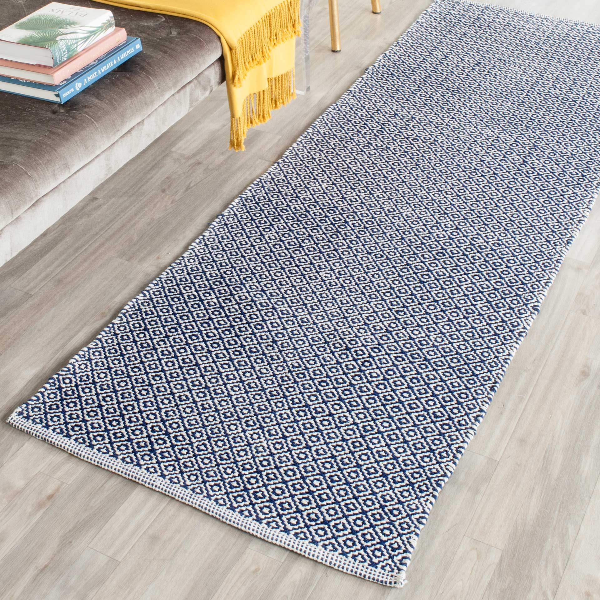 Montauk Ivory/Navy Runner Rug - Image 3