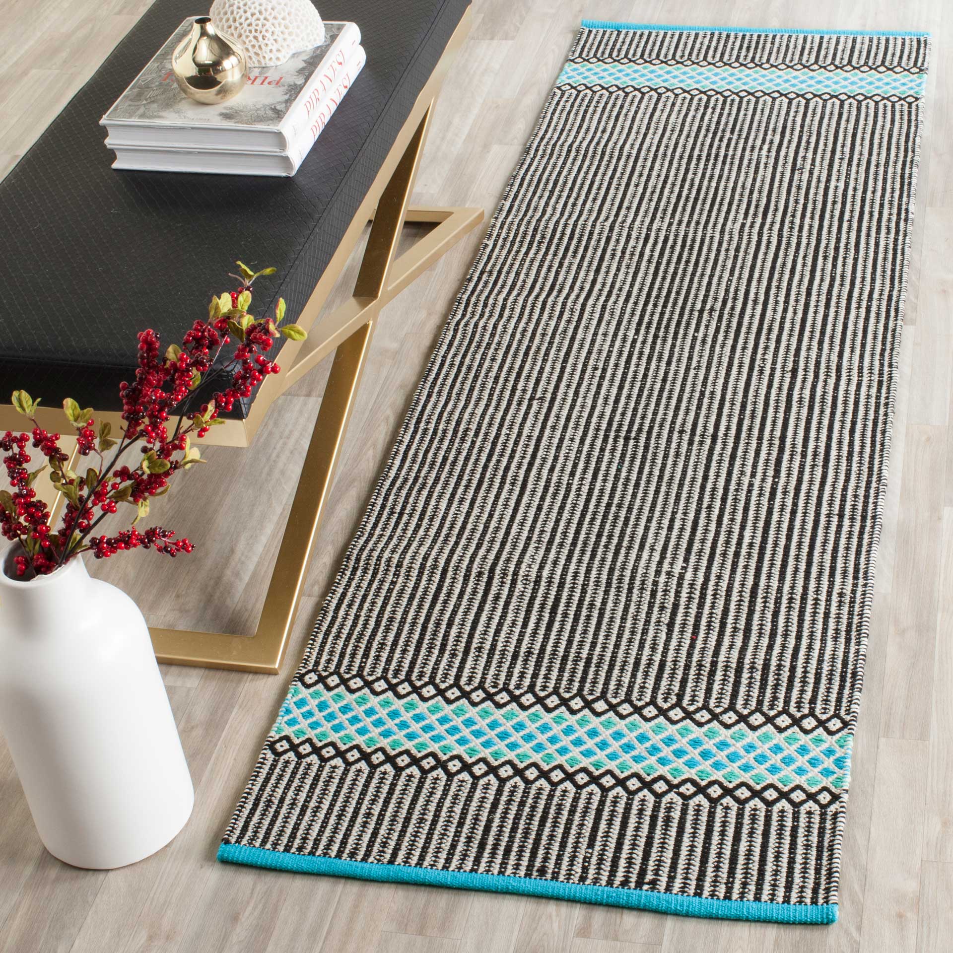 Montauk Modern Turquoise/Multi Runner Rug - Image 3