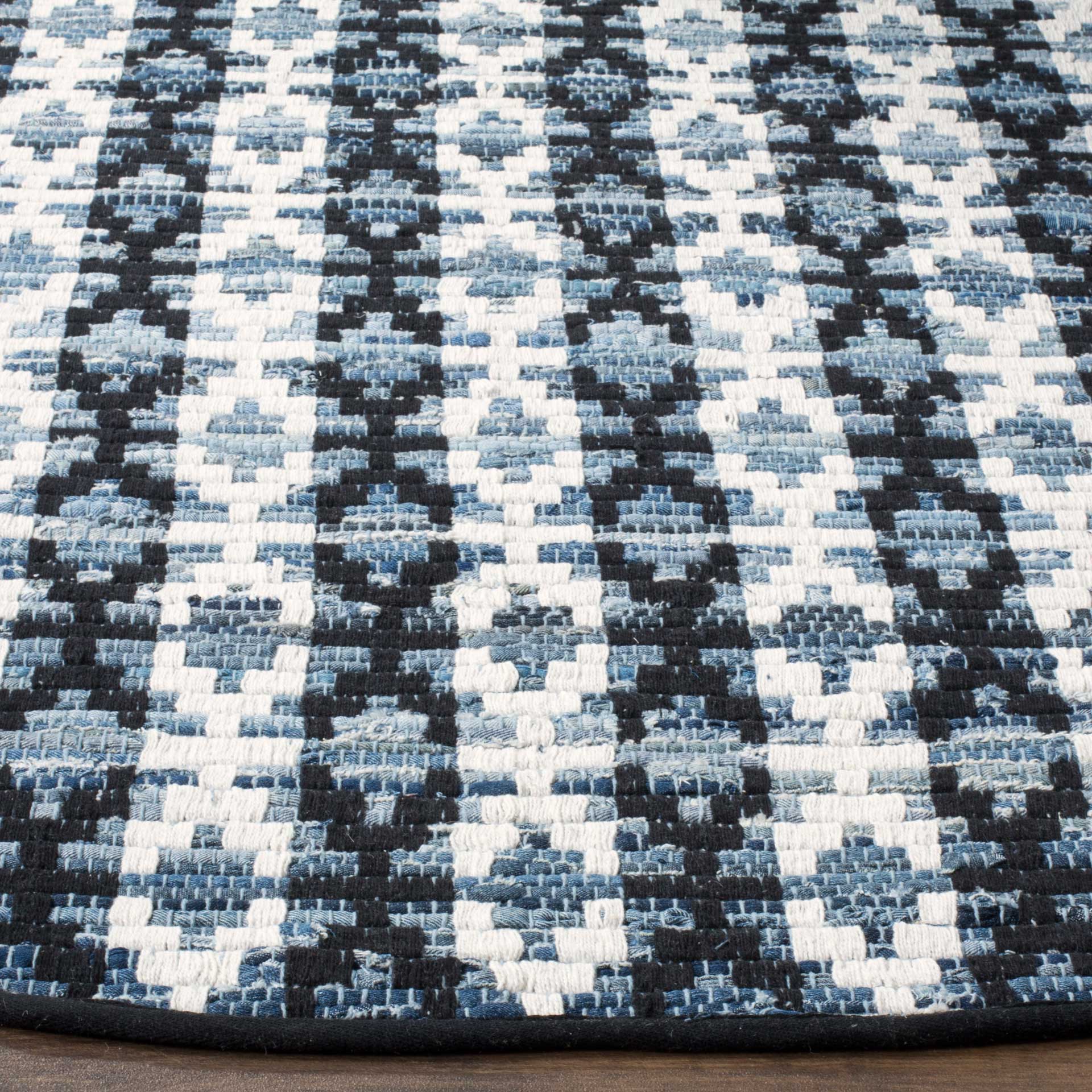 Montauk Mosaic Ivory/Blue/Black Round Rug - Image 2
