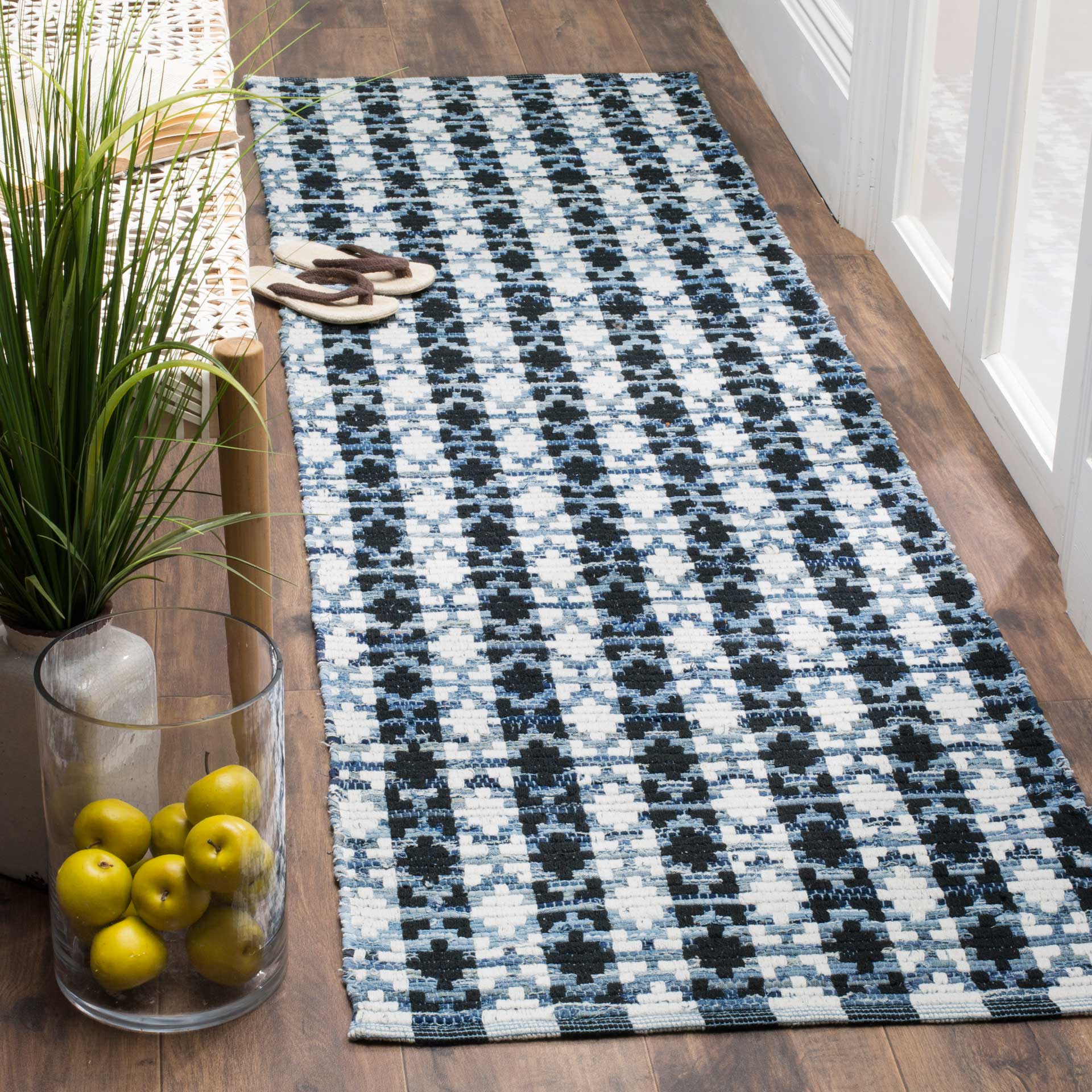 Montauk Mosaic Ivory/Blue/Black Runner Rug - Image 2