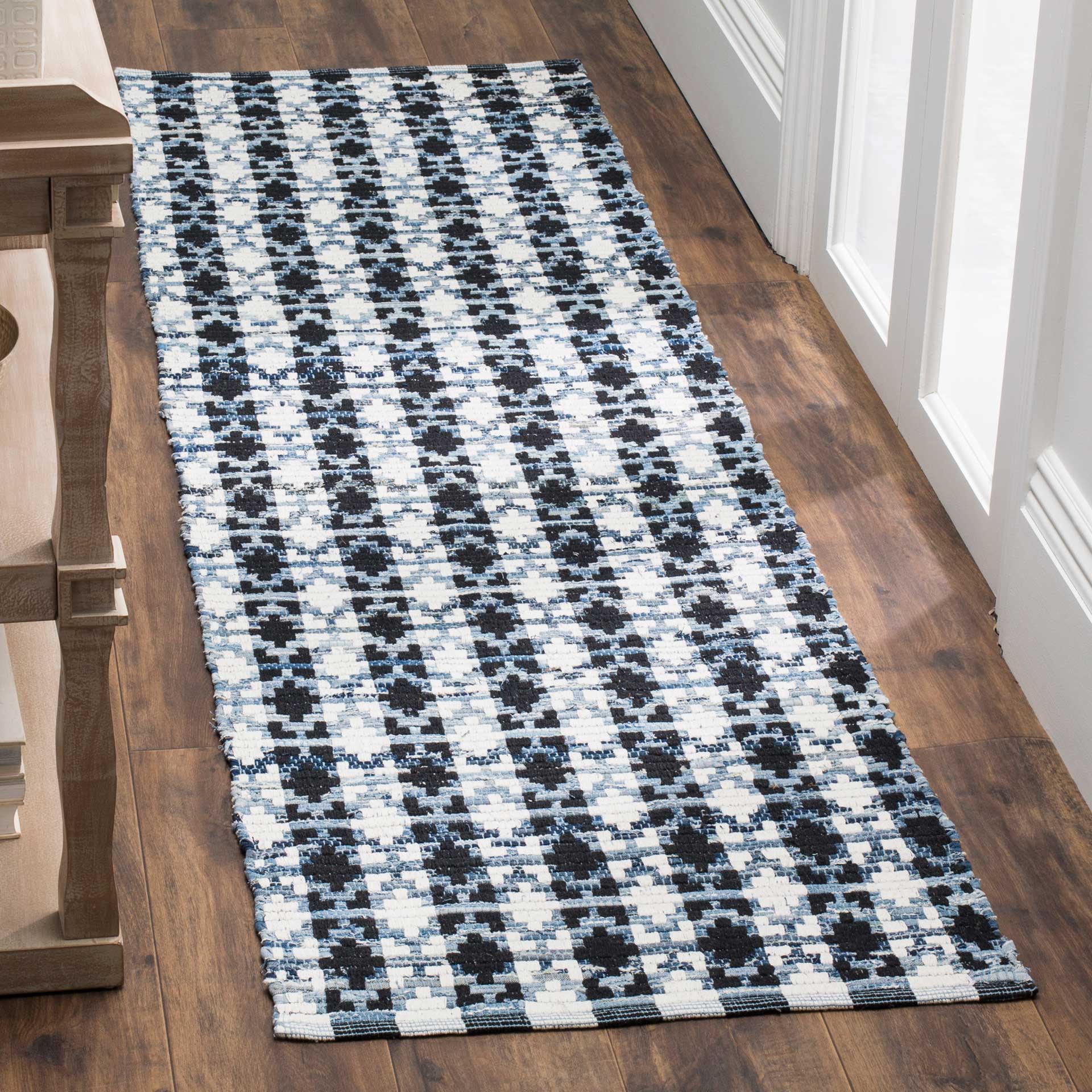 Montauk Mosaic Ivory/Blue/Black Runner Rug - Image 3