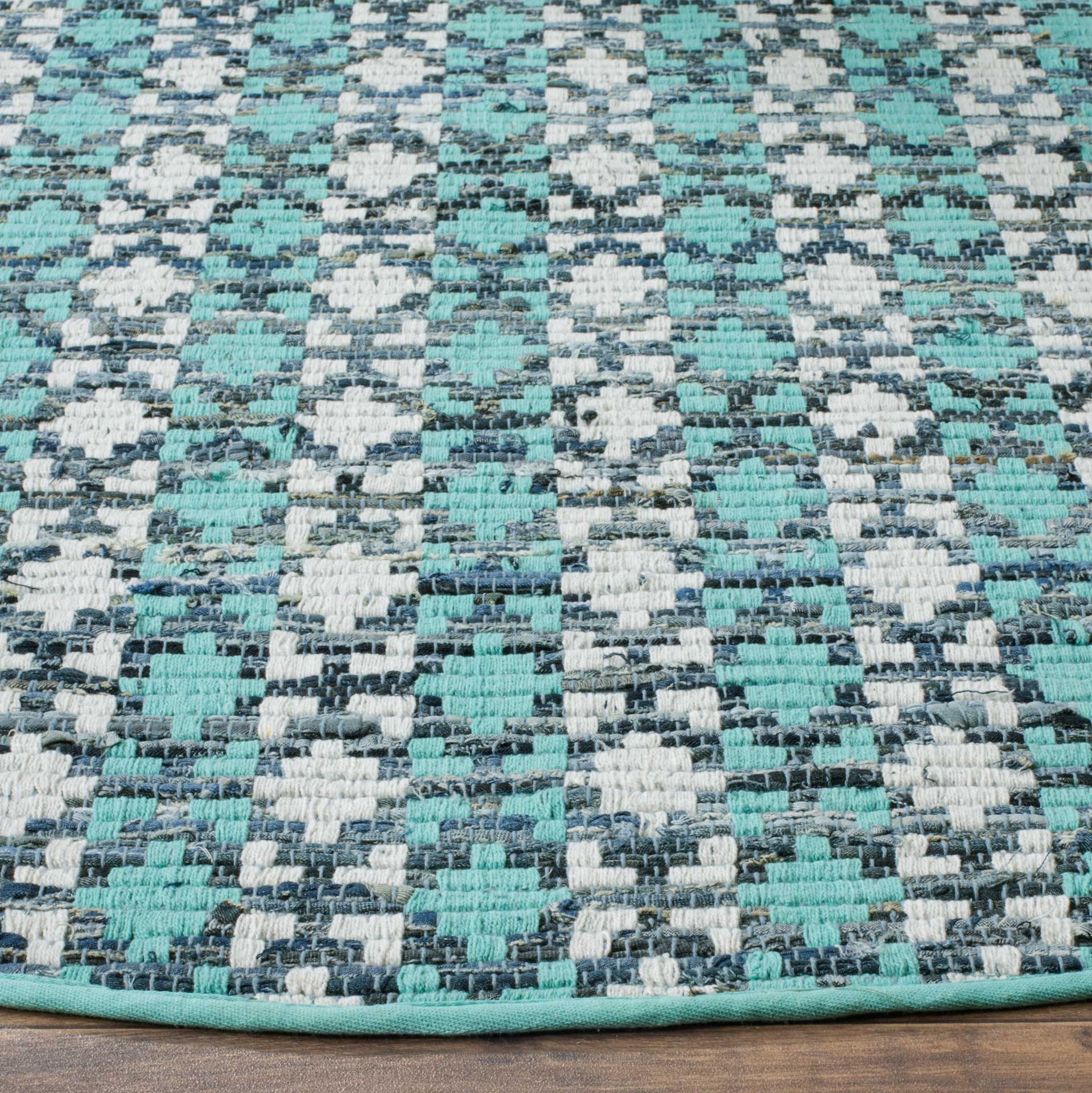 Montauk Mosaic Turquoise/Multi Round Rug - Image 2