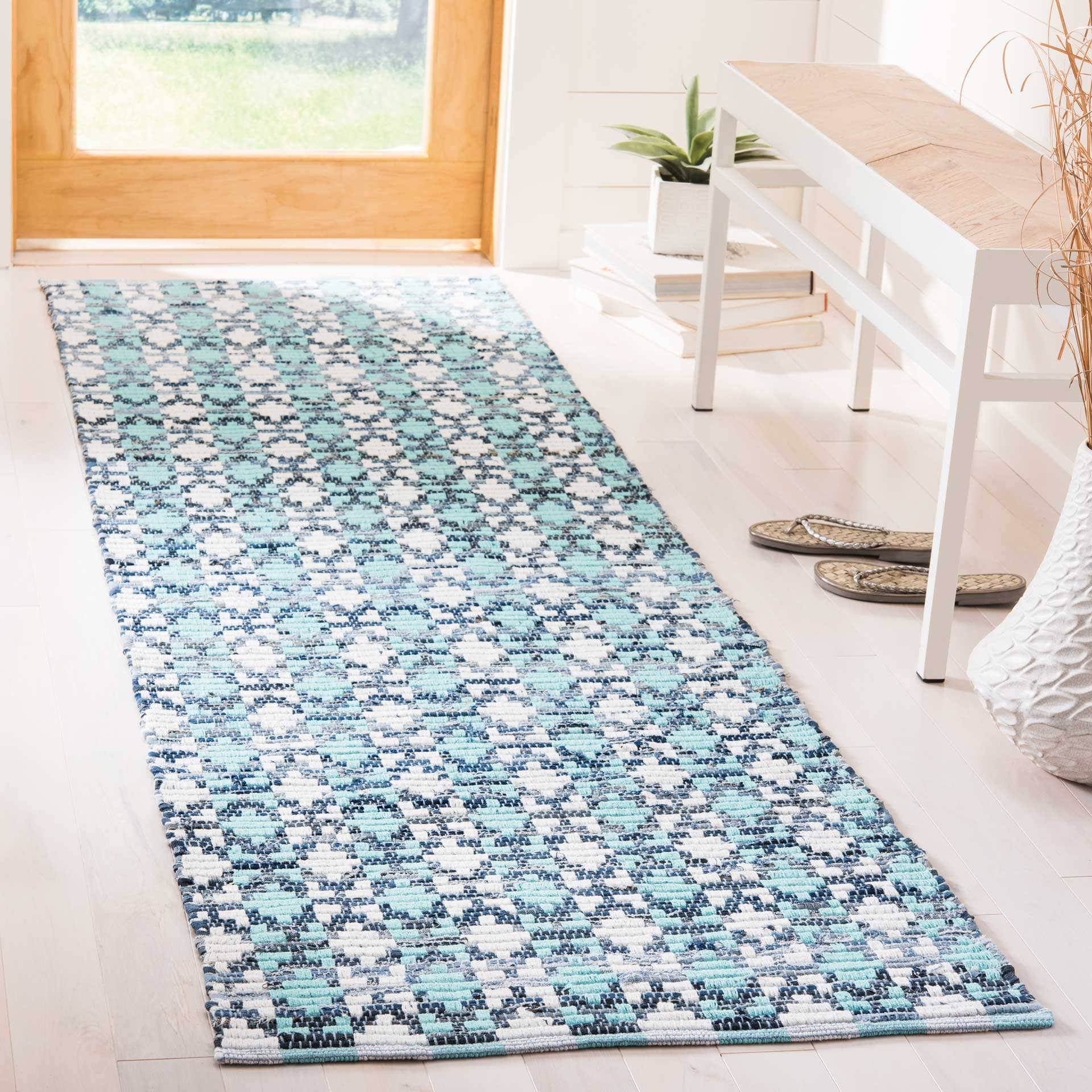Montauk Mosaic Turquoise/Multi Runner Rug - Image 3