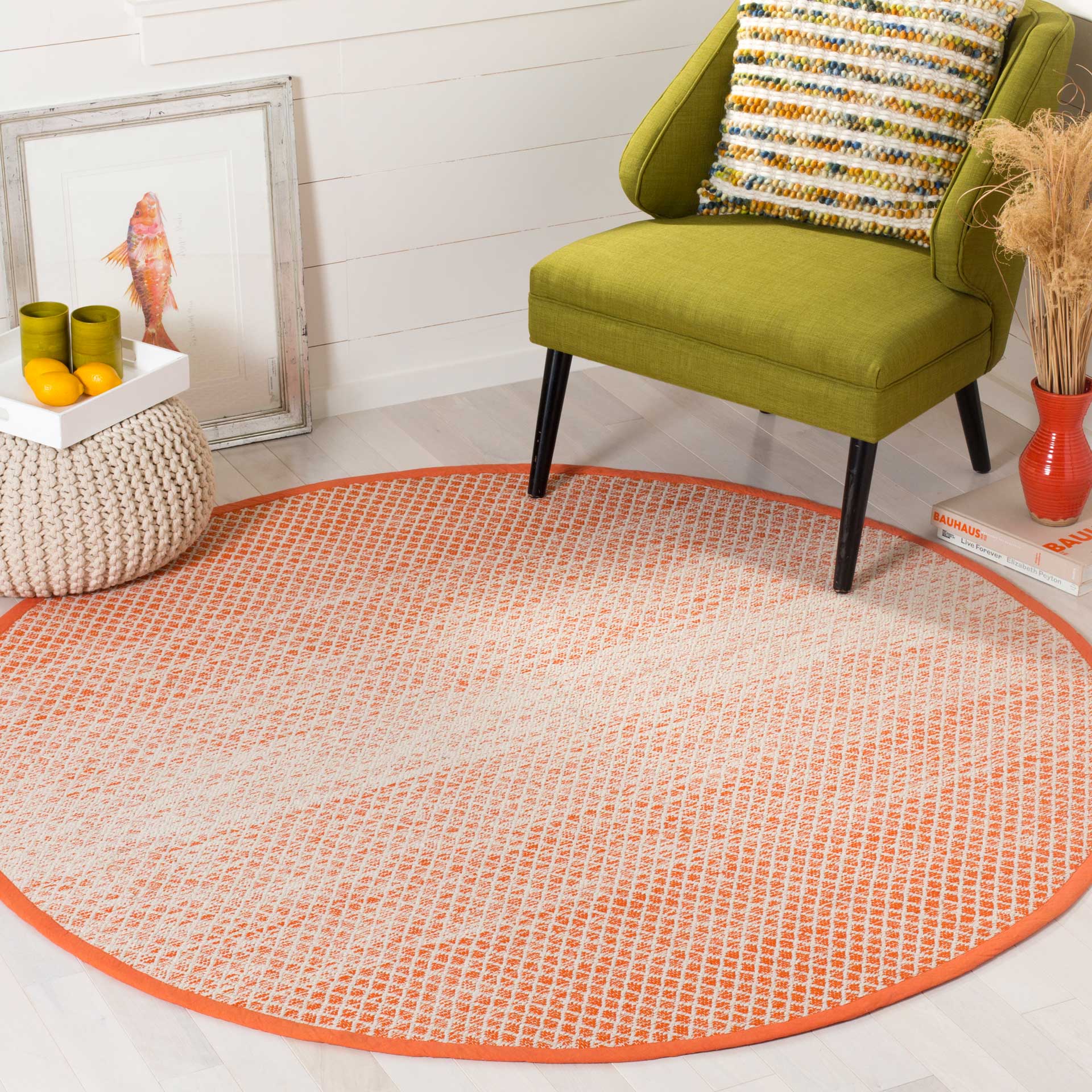Montauk Orange/Ivory Round Rug - Image 3