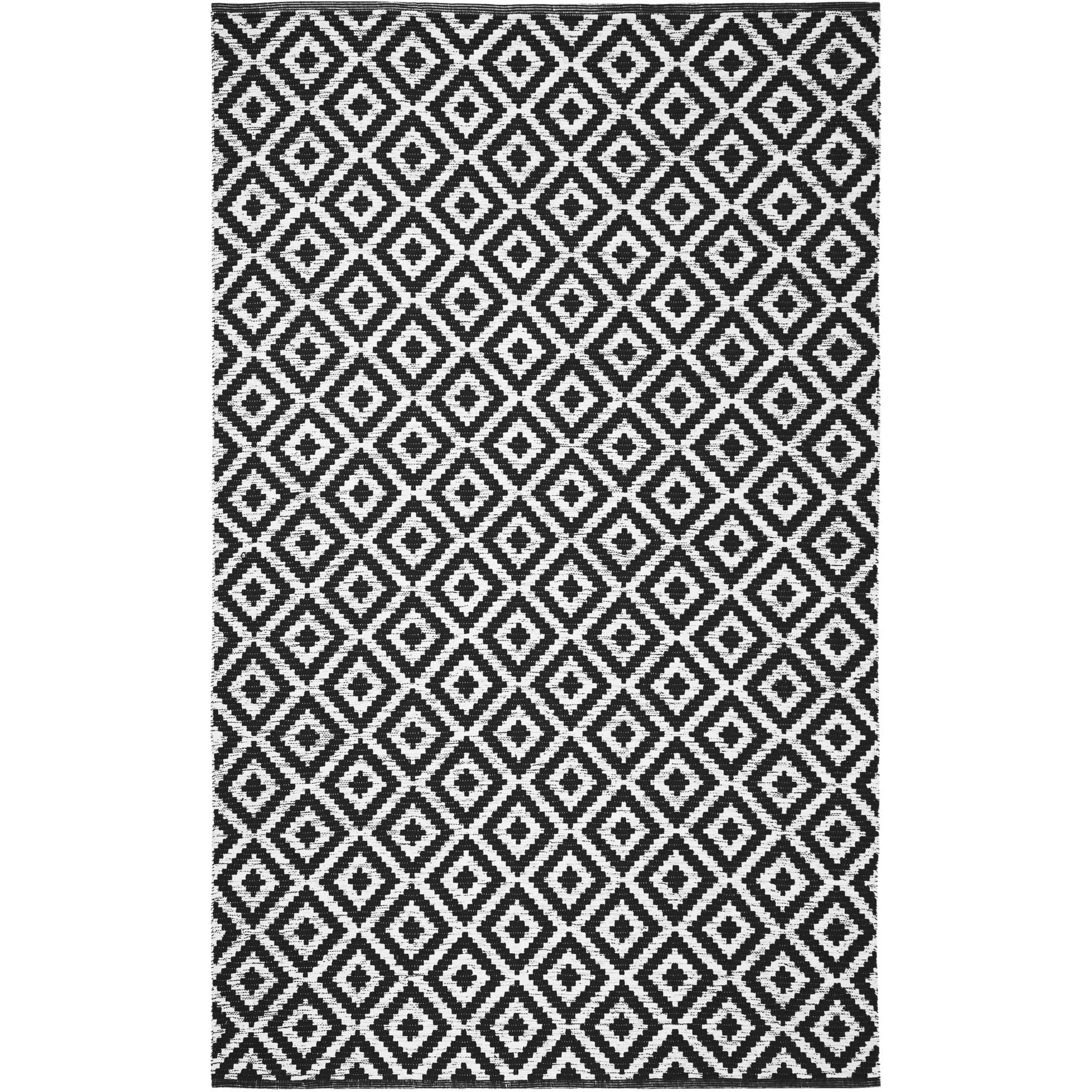 Montauk Rhombus Black/Ivory Area Rug - Image 2