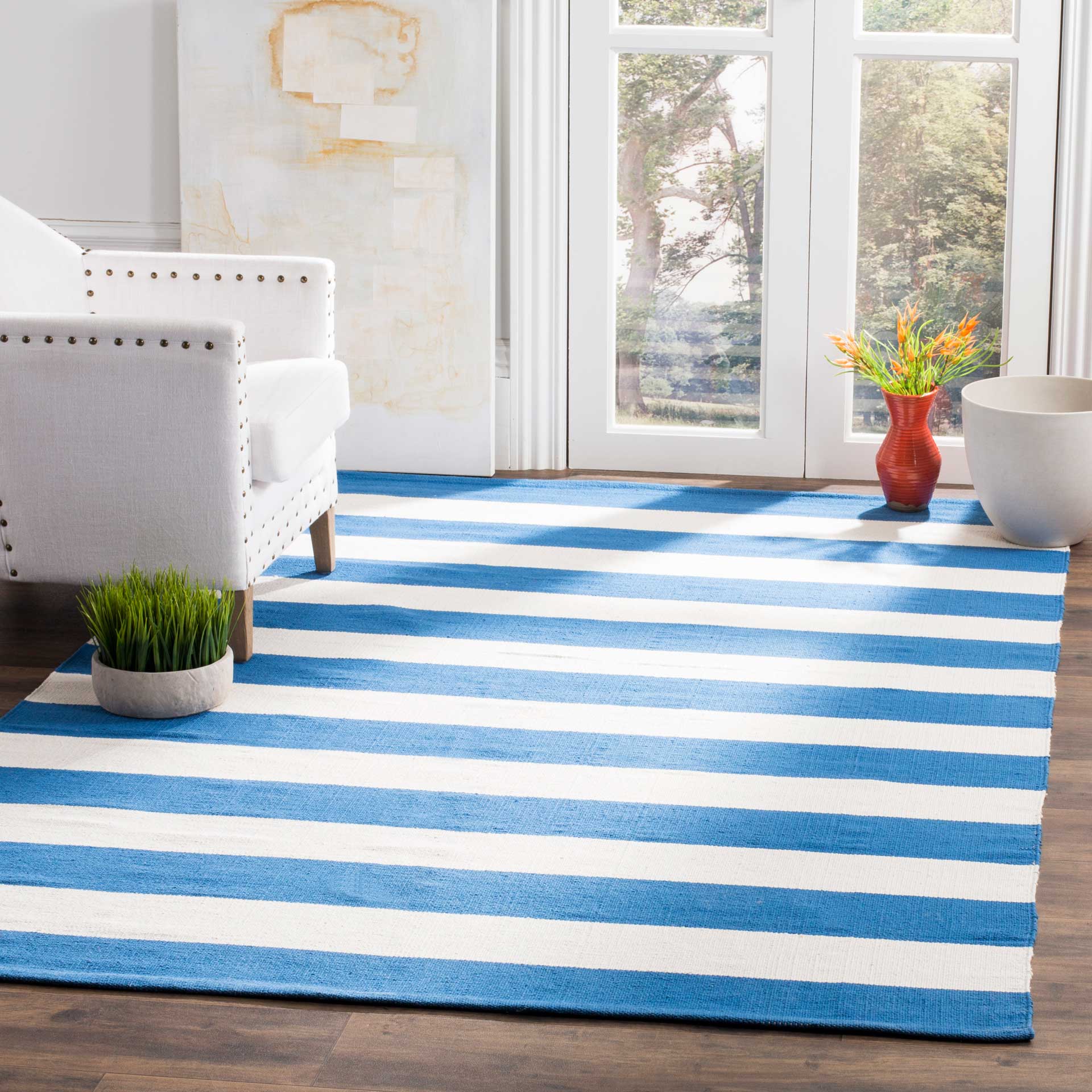 Montauk Stripe Blue/Ivory Area Rug - Image 6