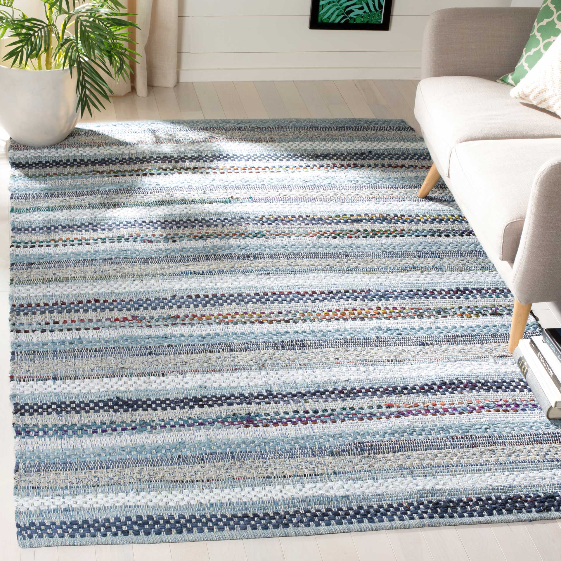 Montauk Stripe Blue/Multi Area Rug - Image 6