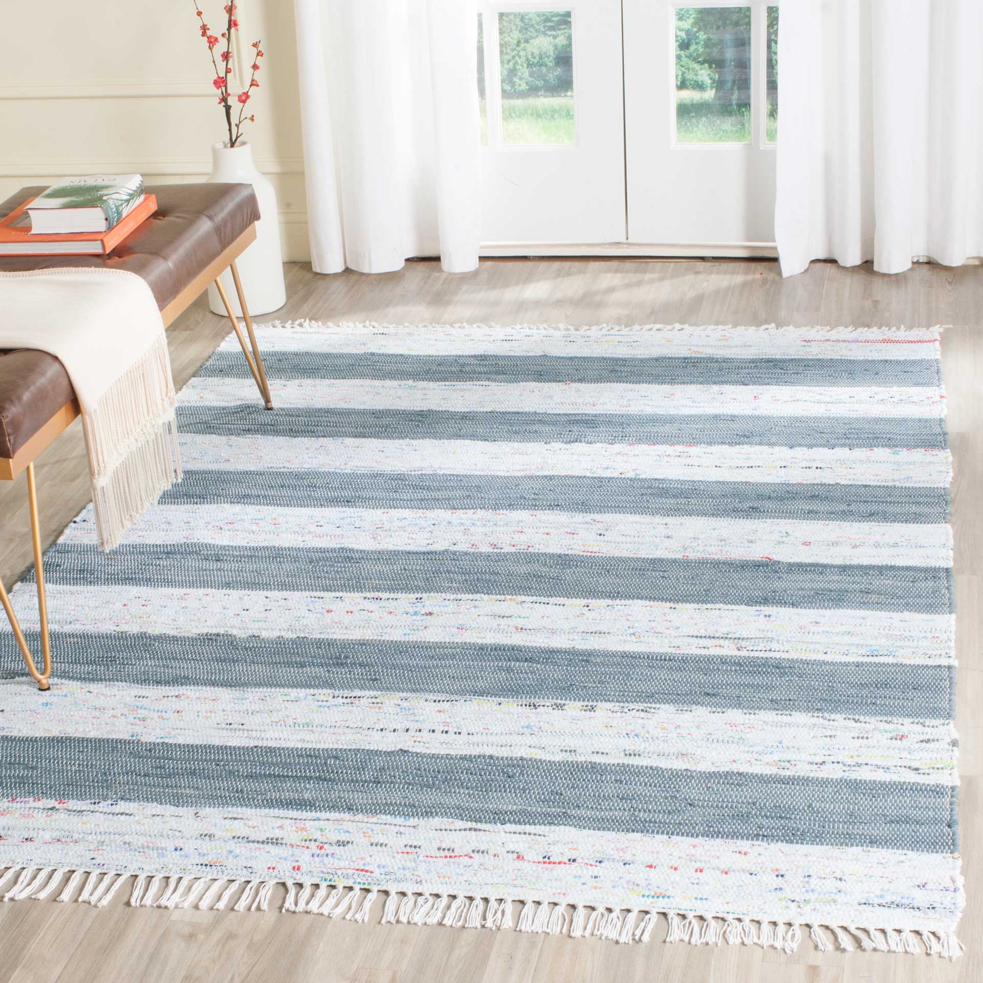 Montauk Stripe Ivory/Gray Area Rug - Image 6