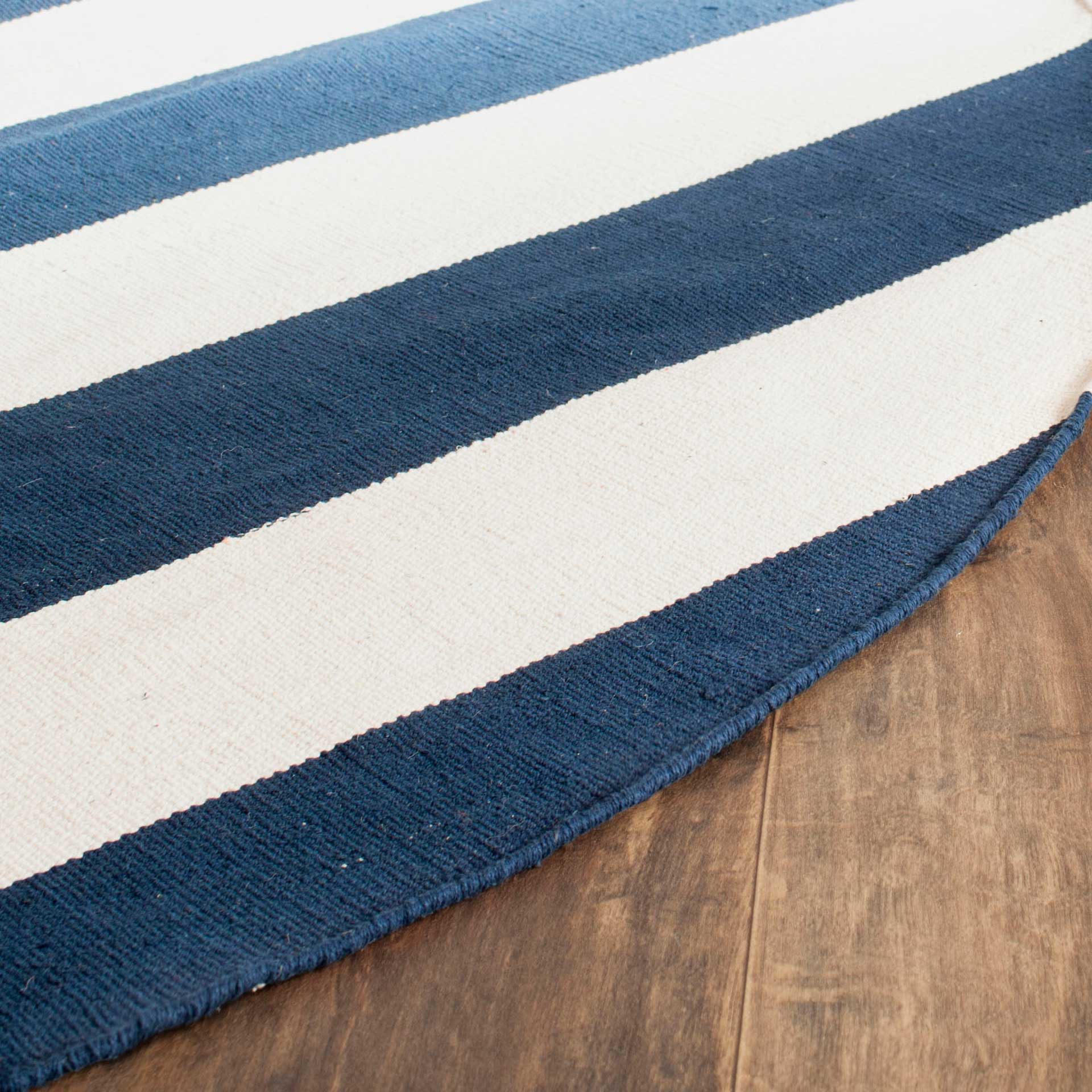 Montauk Stripe Navy/Ivory Round Rug - Image 2