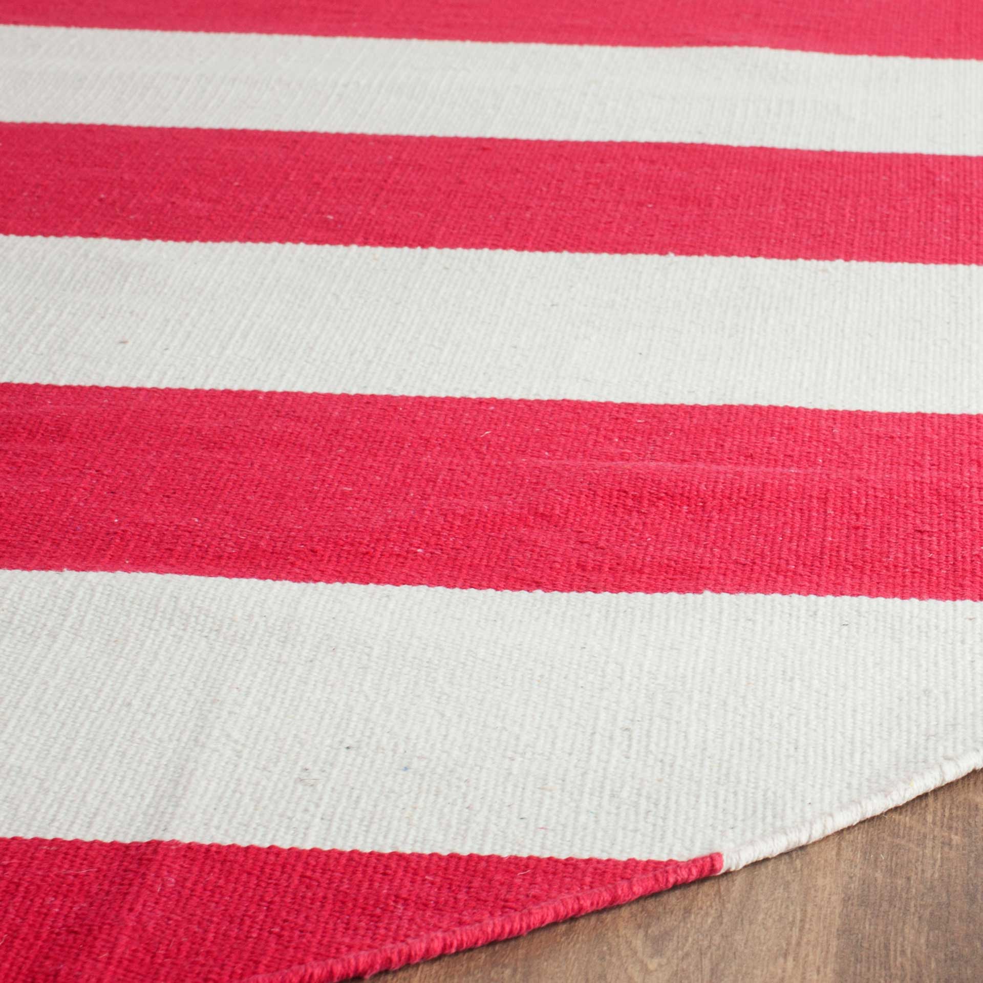 Montauk Stripe Red/Ivory Round Rug - Image 2