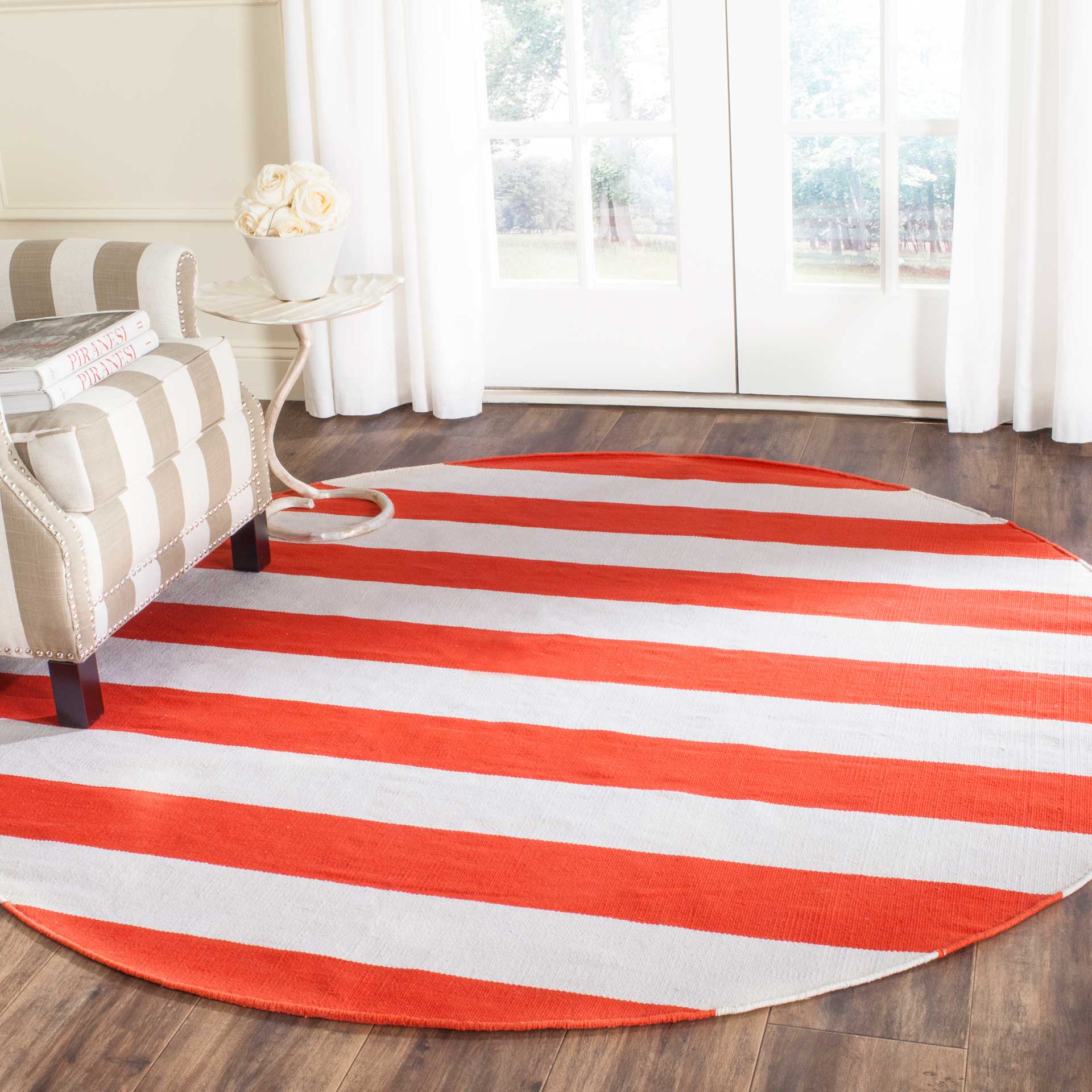 Montauk Stripe Rust/Ivory Round Rug - Image 3