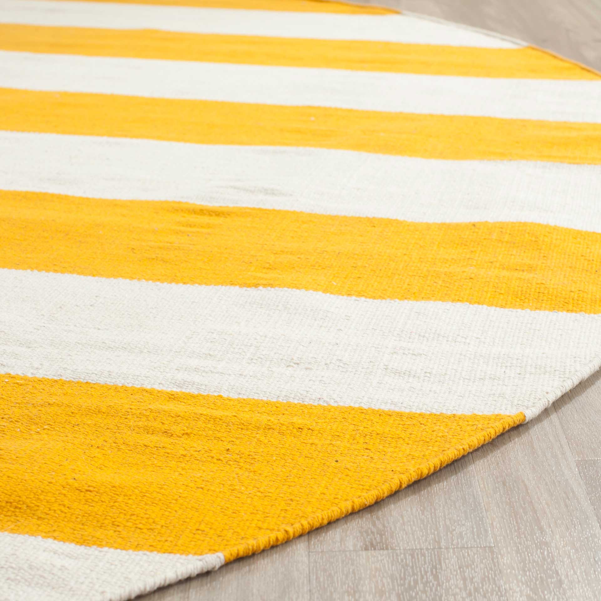Montauk Stripe Yellow/Ivory Round Rug - Image 2