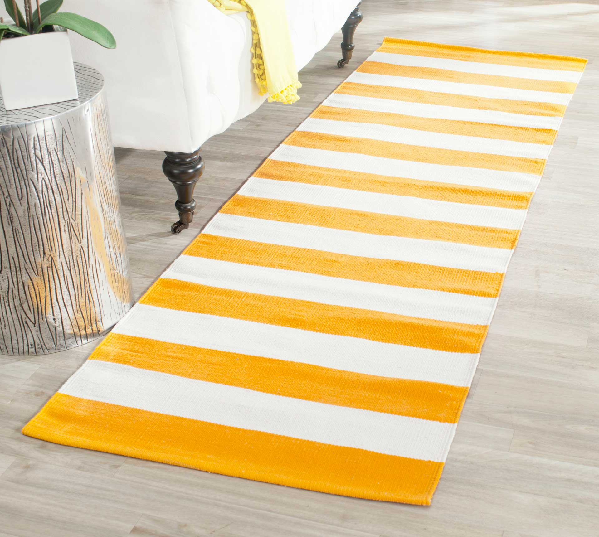 Montauk Stripe Yellow/Ivory Runner Rug - Image 3