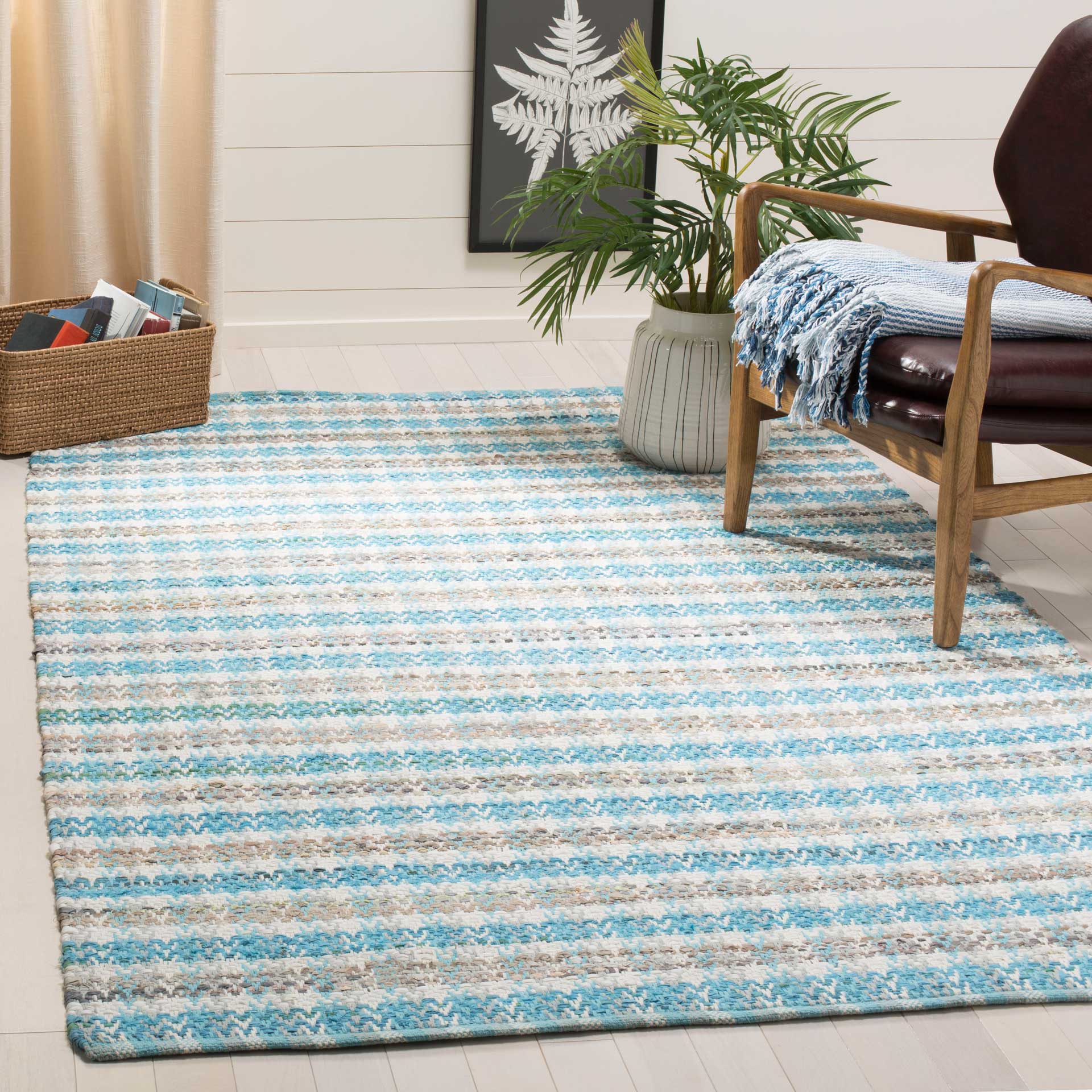Montauk Striped Aqua/Multi Area Rug - Image 7