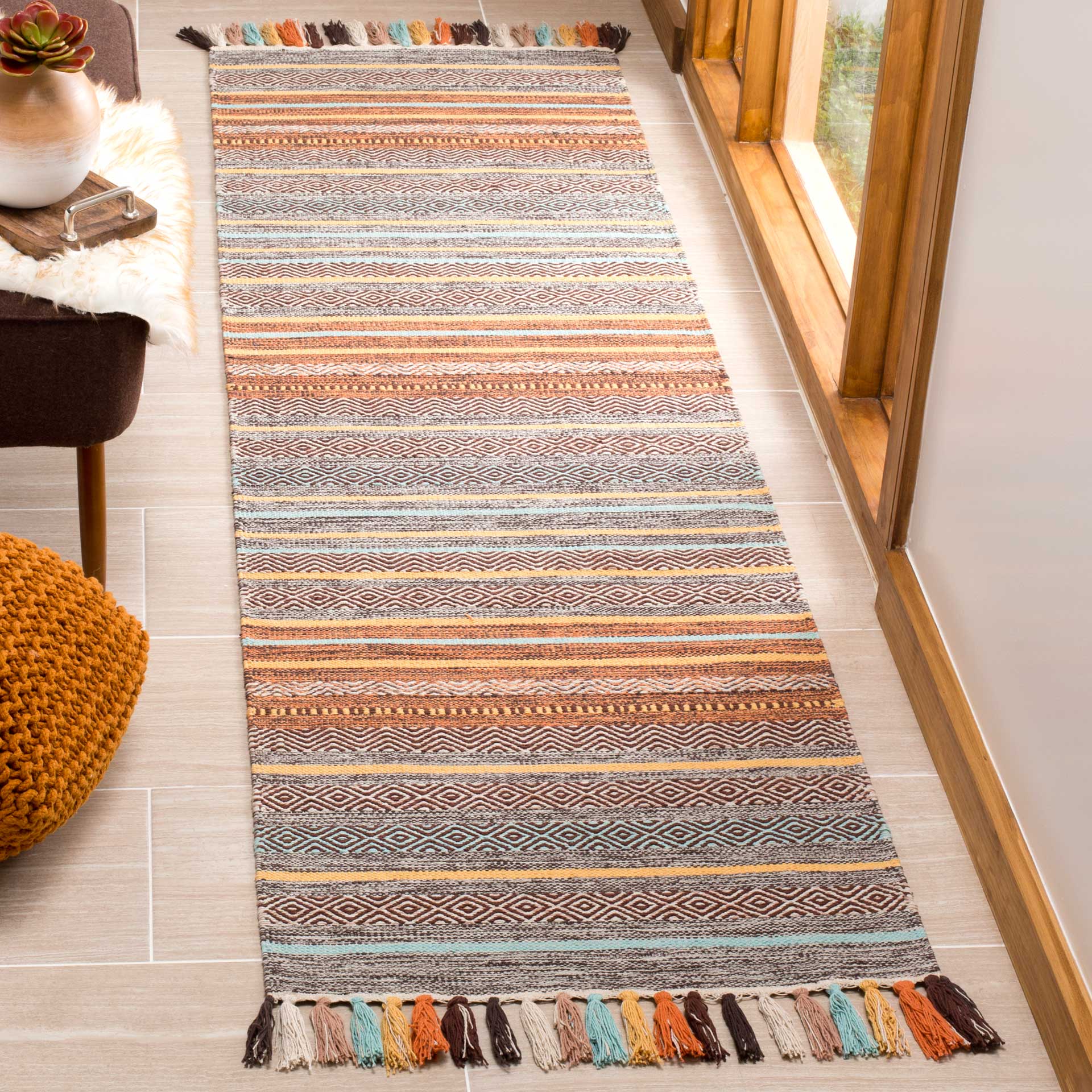 Montauk Turquoise/Brown Runner Rug - Image 2