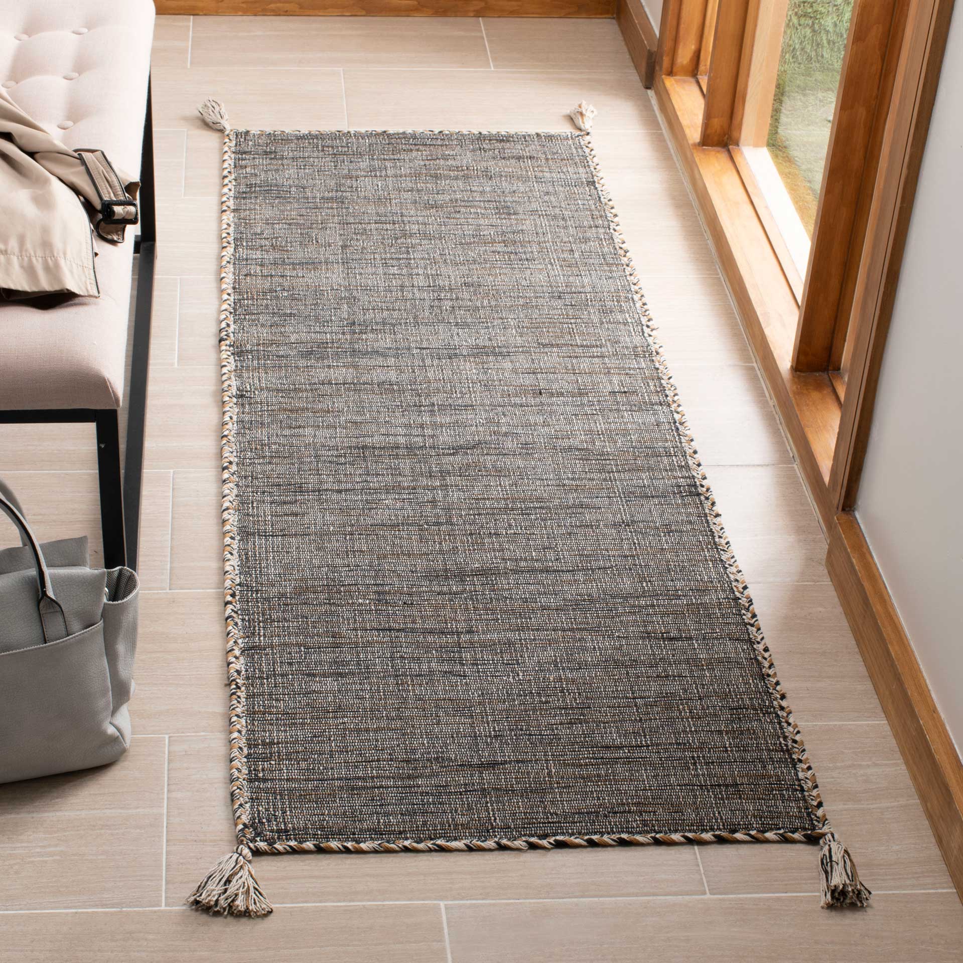 Montauk Washed Beige/Black Runner Rug - Image 2