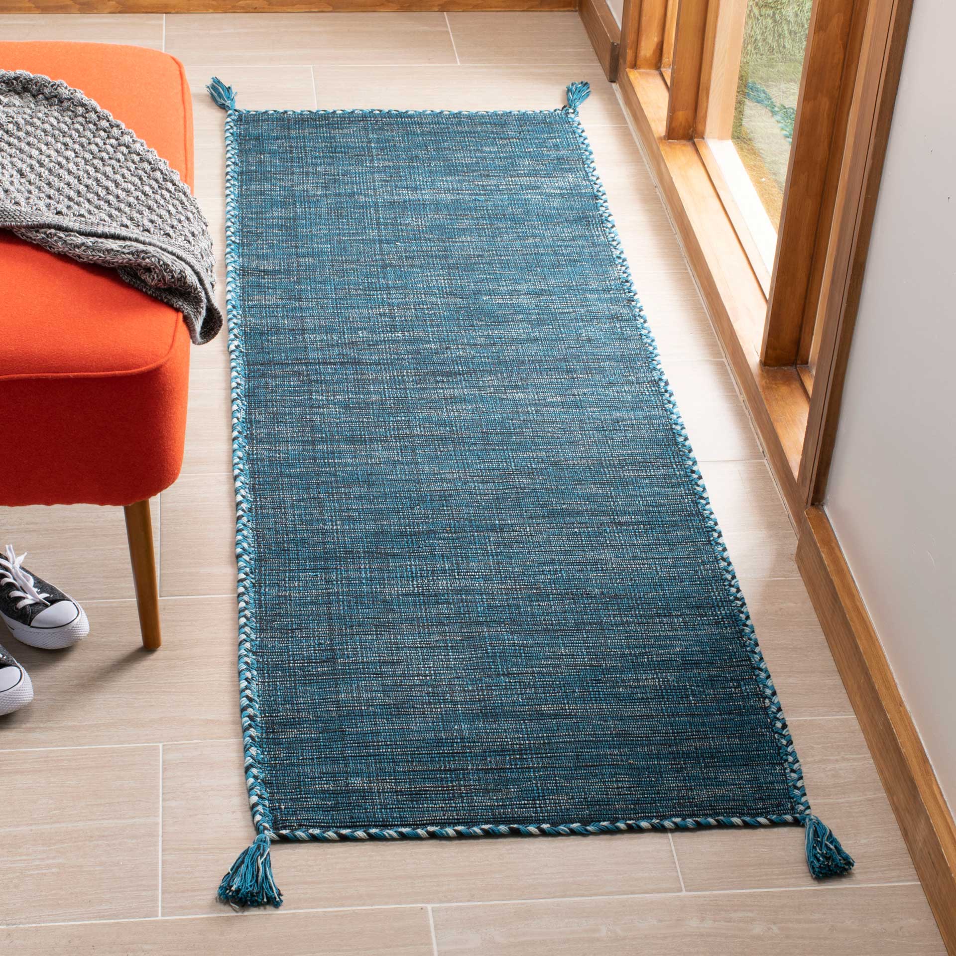 Montauk Washed Blue/Black Runner Rug - Image 2