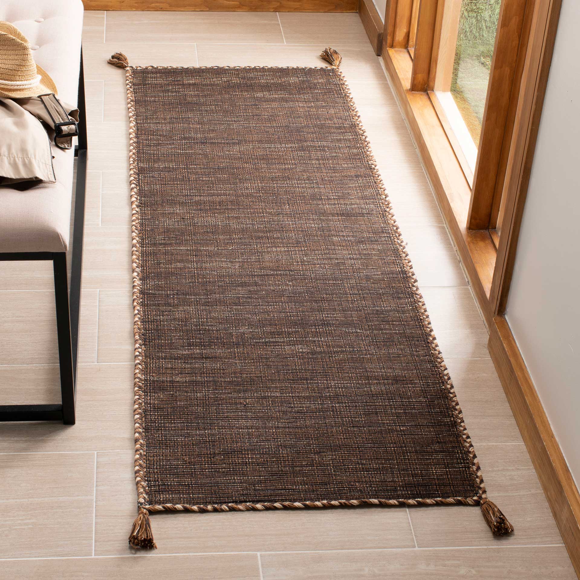 Montauk Washed Brown/Black Runner Rug - Image 2