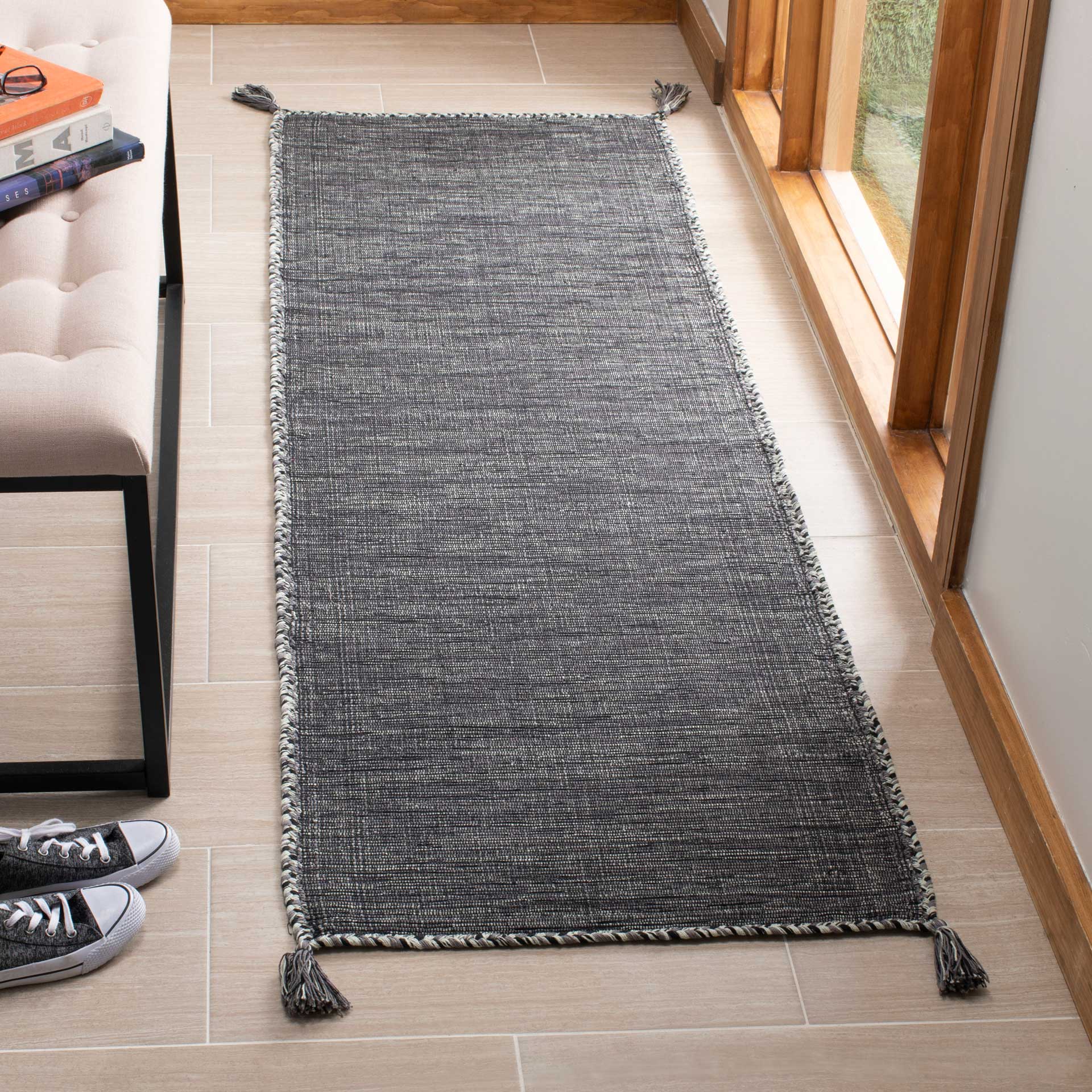 Montauk Washed Gray/Black Runner Rug - Image 2