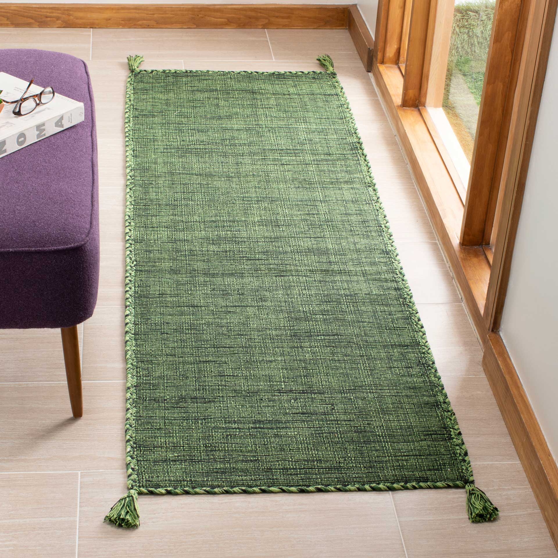 Montauk Washed Green/Black Runner Rug - Image 2
