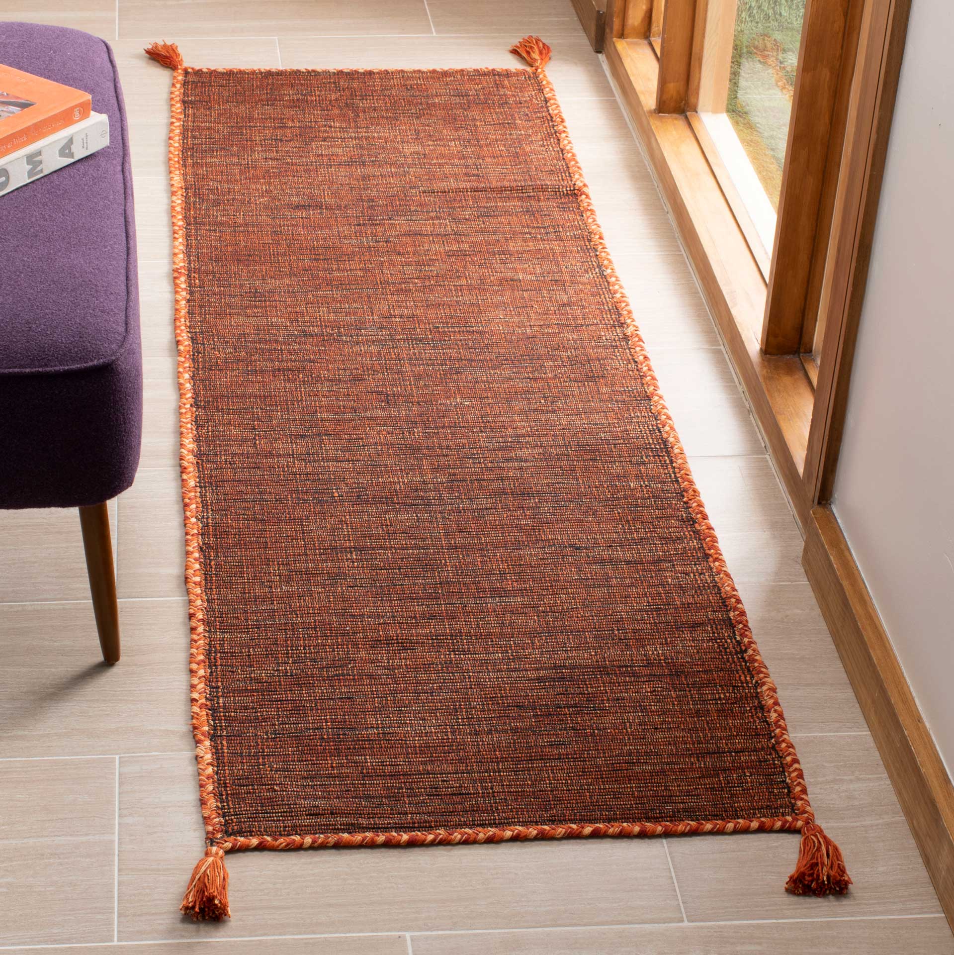 Montauk Washed Orange/Black Runner Rug - Image 2