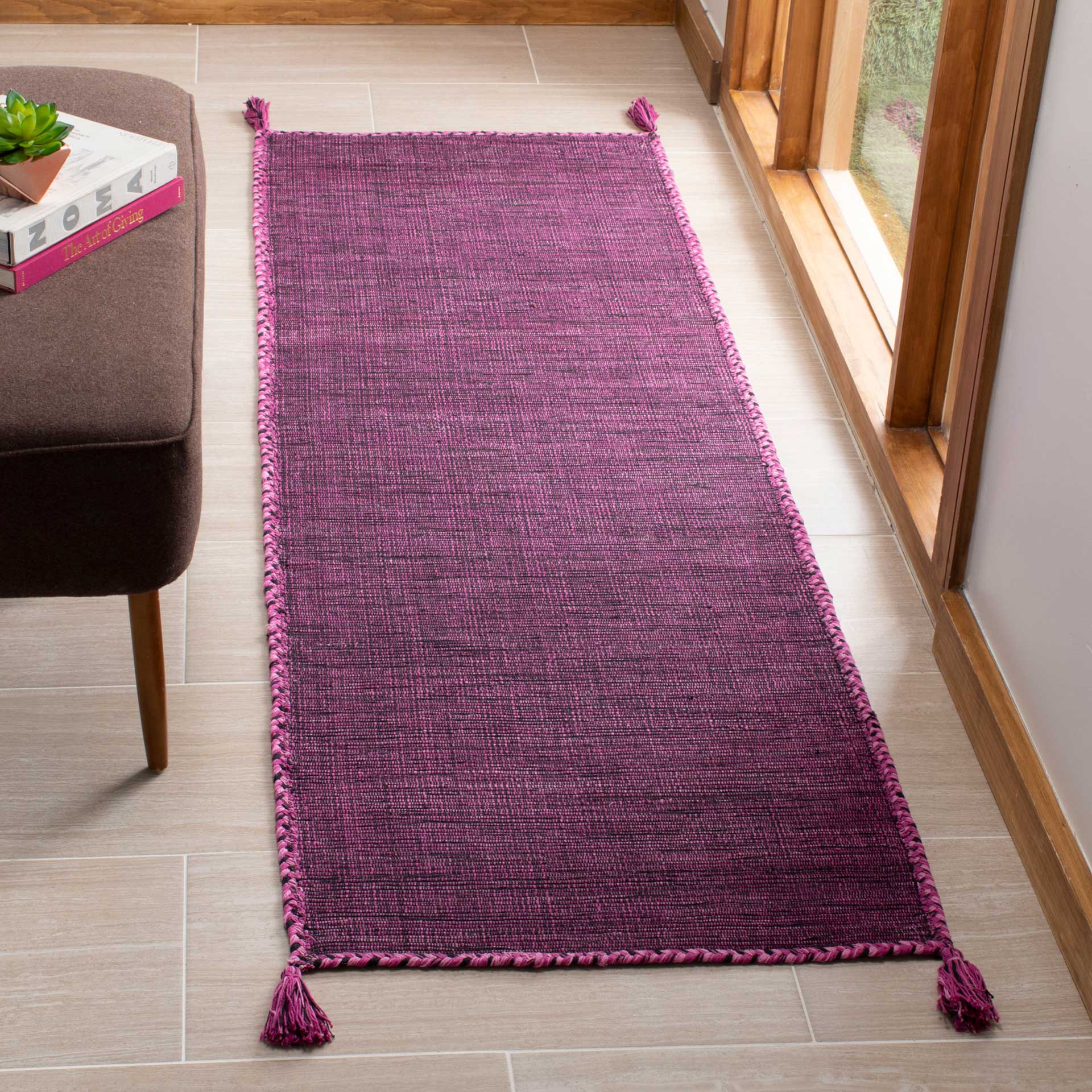 Montauk Washed Purple/Black Runner Rug - Image 2